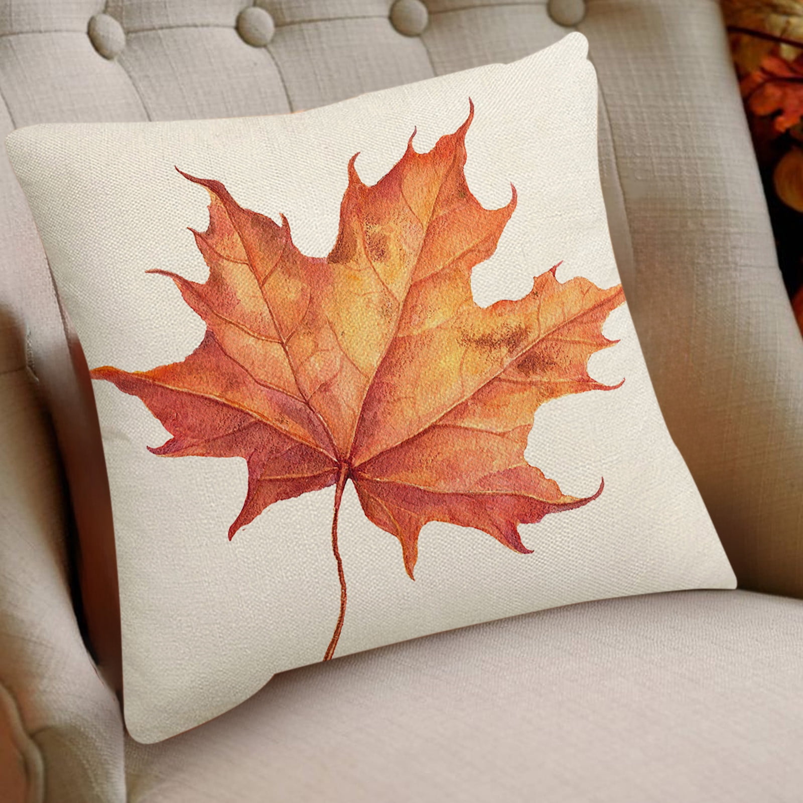 Darzheoy Fall Pillow Covers 18 x 18 inch Pumpkin Maple leaves Throw Pillow Covers Outdoor Autumn Thanksgiving Harvest Farmhouse Pillowcase Cushion Case for Home Sofa Fall Decor B - Image 2