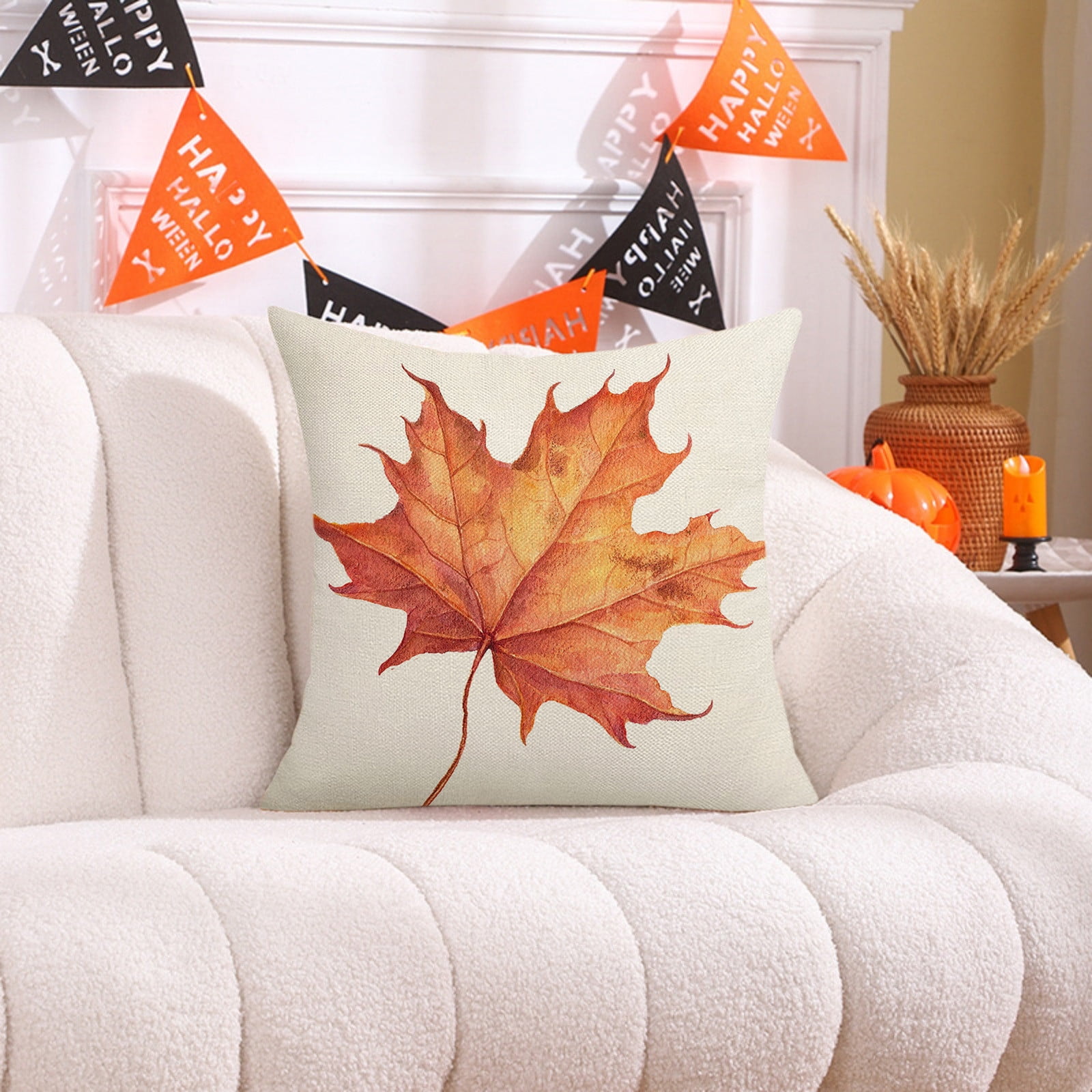 Darzheoy Fall Pillow Covers 18 x 18 inch Pumpkin Maple leaves Throw Pillow Covers Outdoor Autumn Thanksgiving Harvest Farmhouse Pillowcase Cushion Case for Home Sofa Fall Decor B - Image 4