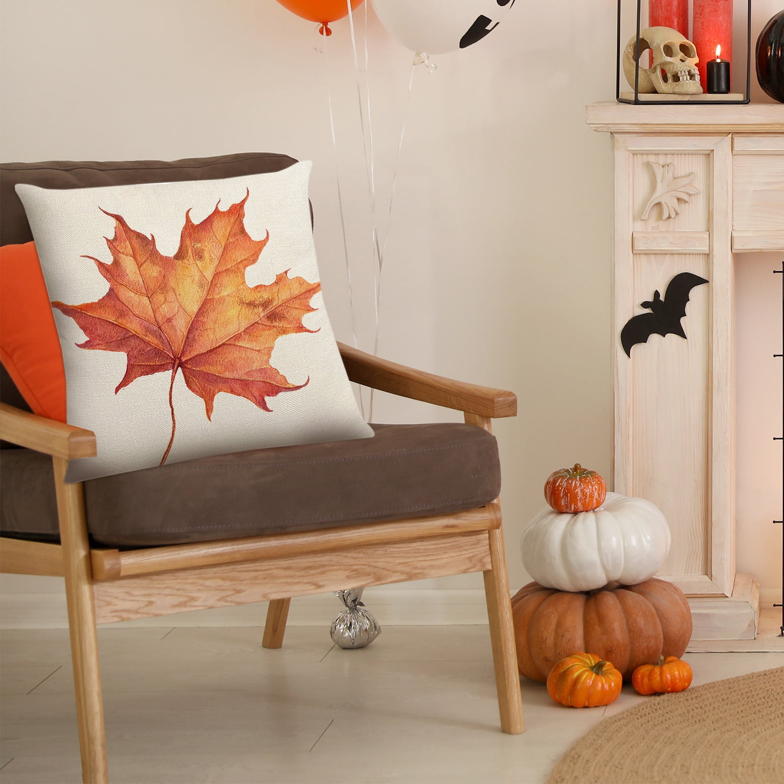 Darzheoy Fall Pillow Covers 18 x 18 inch Pumpkin Maple leaves Throw Pillow Covers Outdoor Autumn Thanksgiving Harvest Farmhouse Pillowcase Cushion Case for Home Sofa Fall Decor B - Image 5