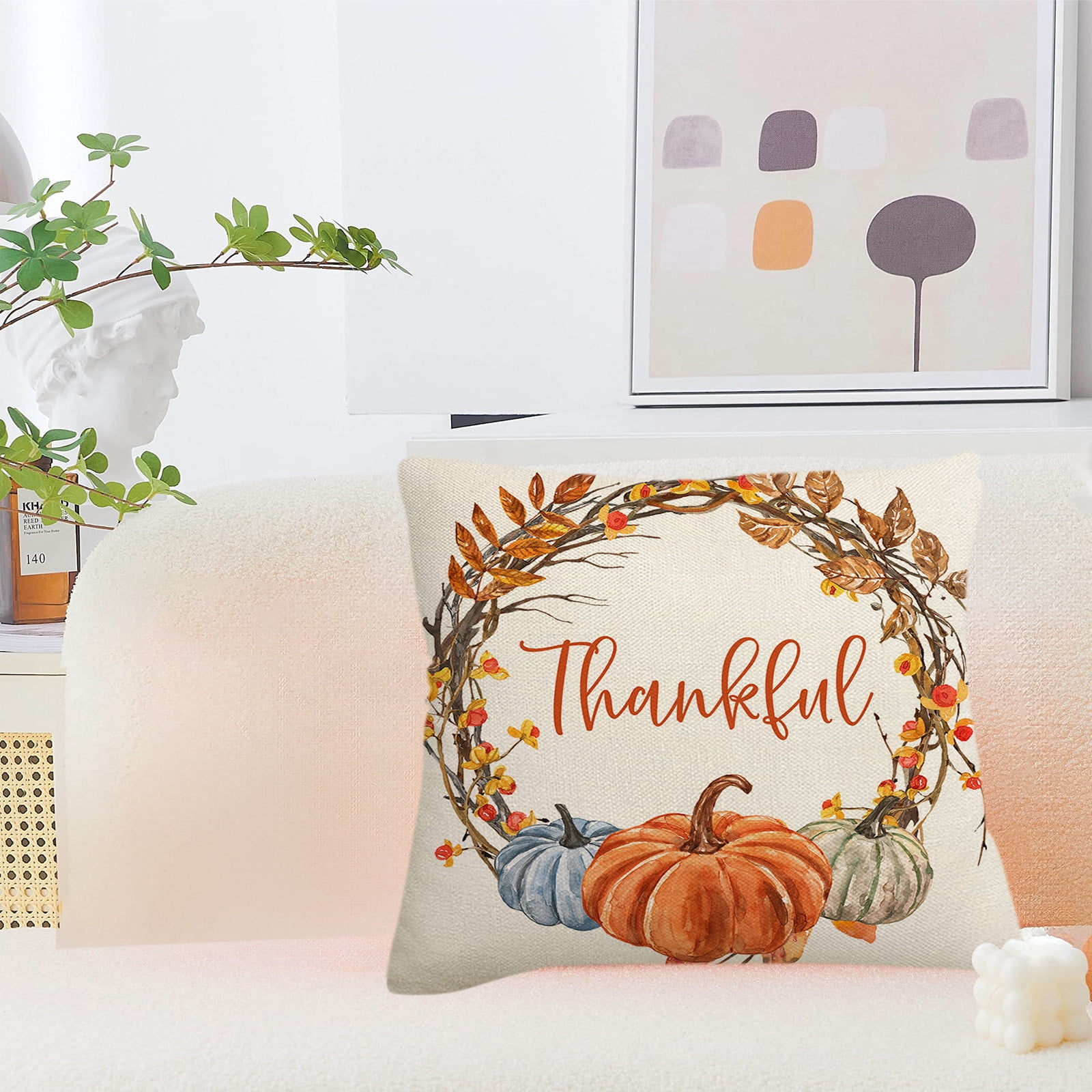 Darzheoy Fall Pillow Covers 18 x 18 inch Pumpkin Maple leaves Throw Pillow Covers Outdoor Autumn Thanksgiving Harvest Farmhouse Pillowcase Cushion Case for Home Sofa Fall Decor C - Image 6