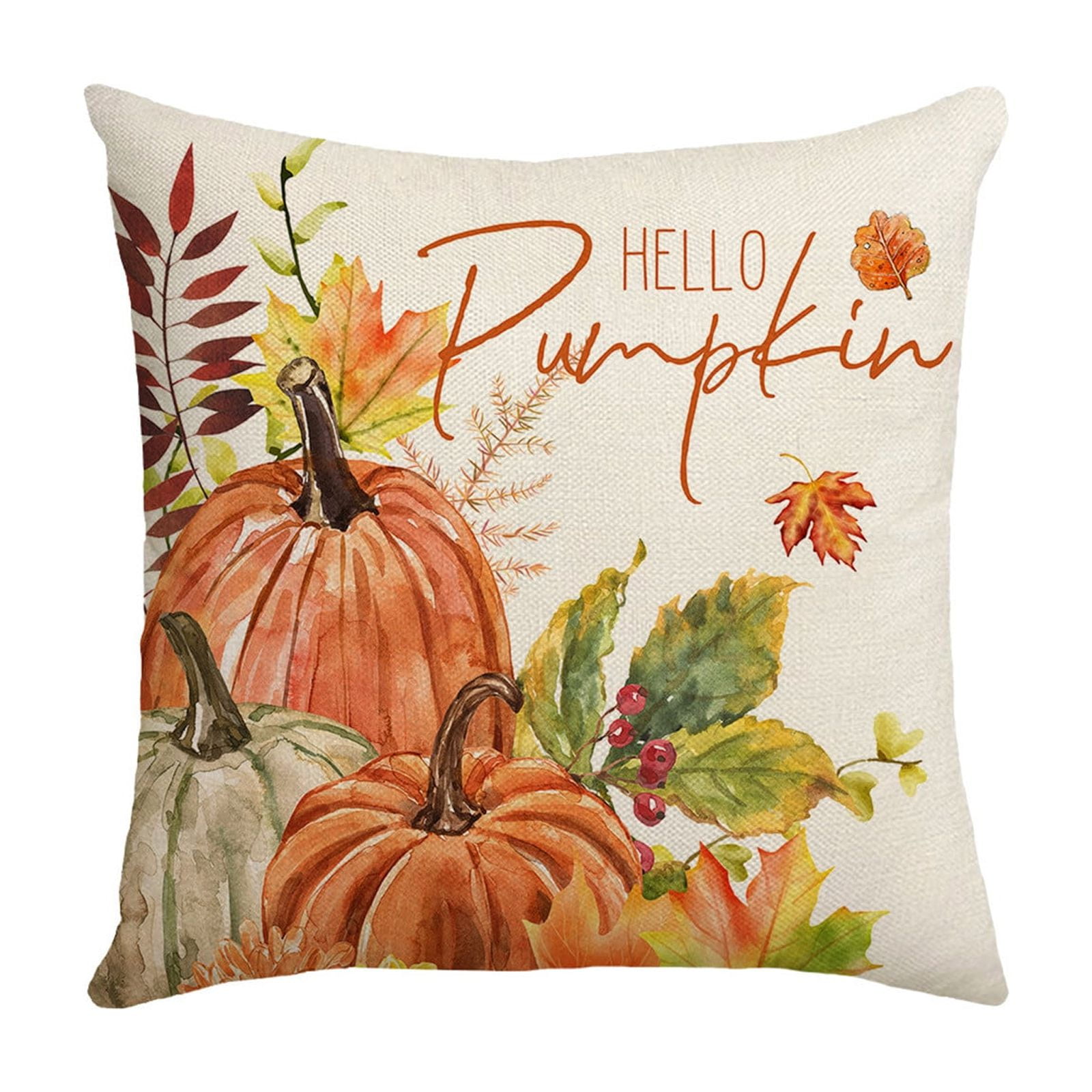 Darzheoy Fall Pillow Covers 18 x 18 inch Pumpkin Maple leaves Throw Pillow Covers Outdoor Autumn Thanksgiving Harvest Farmhouse Pillowcase Cushion Case for Home Sofa Fall Decor D - Image 1