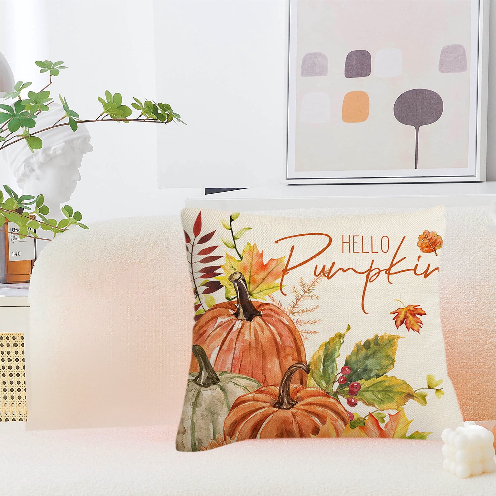 Darzheoy Fall Pillow Covers 18 x 18 inch Pumpkin Maple leaves Throw Pillow Covers Outdoor Autumn Thanksgiving Harvest Farmhouse Pillowcase Cushion Case for Home Sofa Fall Decor D - Image 6