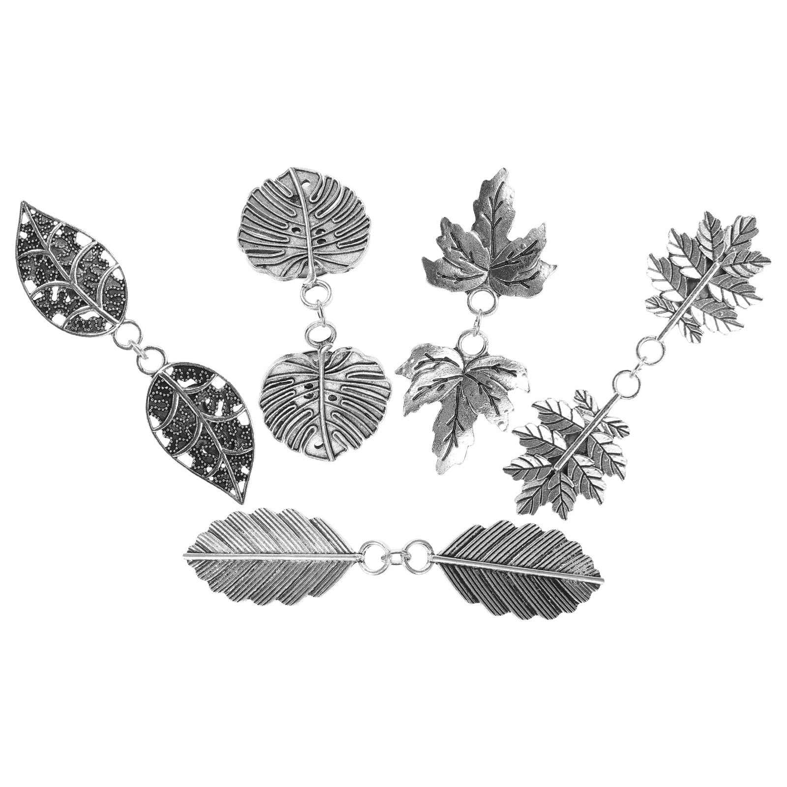PATKAW 5pcs Metal Leaf Sweater Clips Cinch Clips for Cardigans Dress Shawls Collar Accessories 9.00X1.80X0.70CM Silver - Image 2