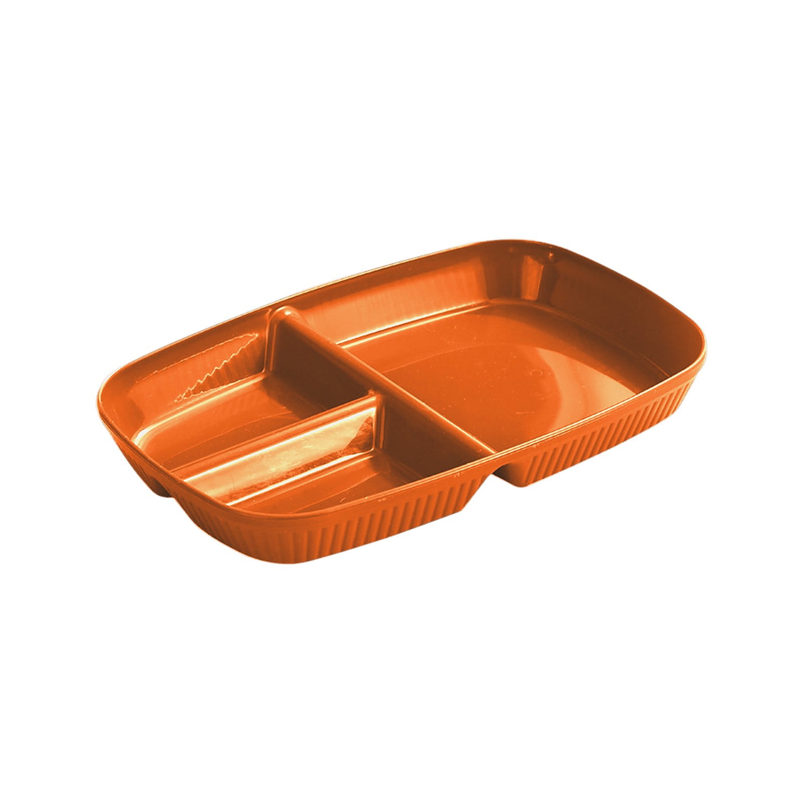 Kdkad Large 10 Inch Wheat Straw Divided Plates for Adults Picnic, 3 Compartment Plates, Unbreakable Portion Control Plate, Reusable Plastic Compartment Plates, Dinner Plates Dessert Plates 10.4×7.1 in Orange - Image 2