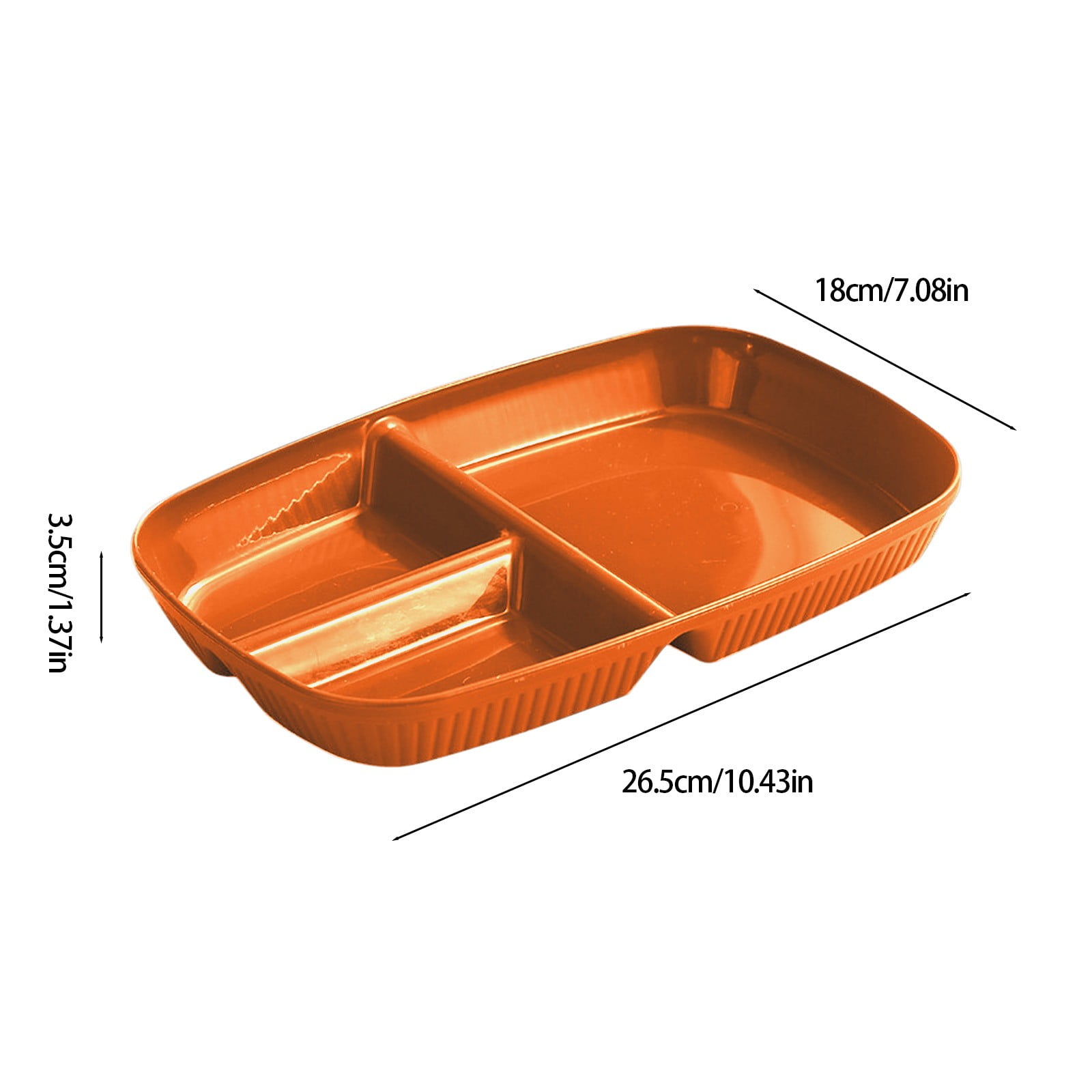 Kdkad Large 10 Inch Wheat Straw Divided Plates for Adults Picnic, 3 Compartment Plates, Unbreakable Portion Control Plate, Reusable Plastic Compartment Plates, Dinner Plates Dessert Plates 10.4×7.1 in Orange - Image 3