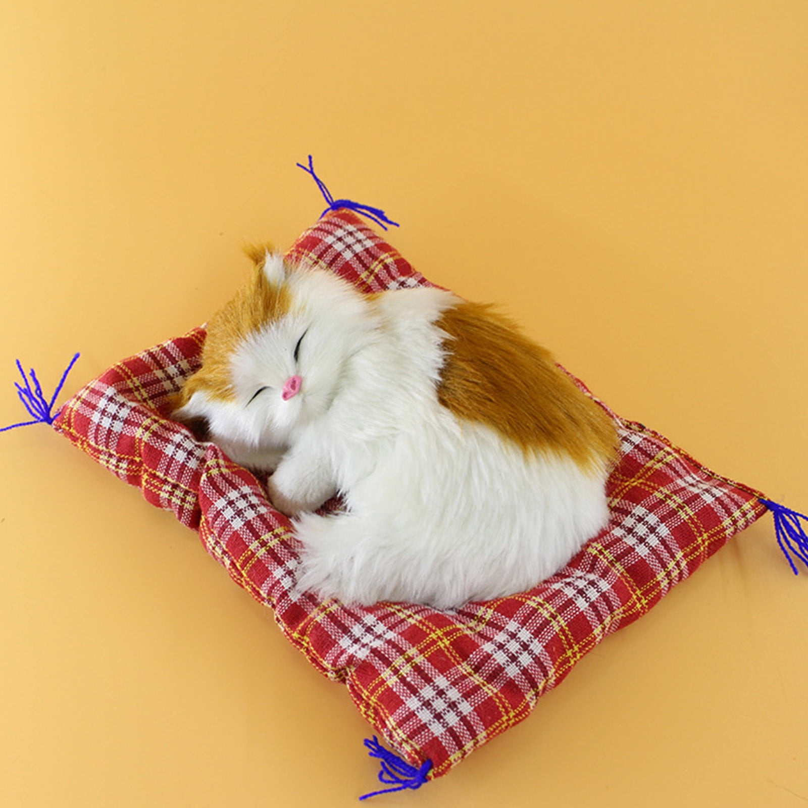 Tarmeek Simulation Sleeping Cat Dolls Toys,Simulation Cat Plush Animals Toy Will Call With Cloth Mat Sleeping Cat Doll Plush Toy for Room Decor,Birthday Gifts for Kids B - Image 2