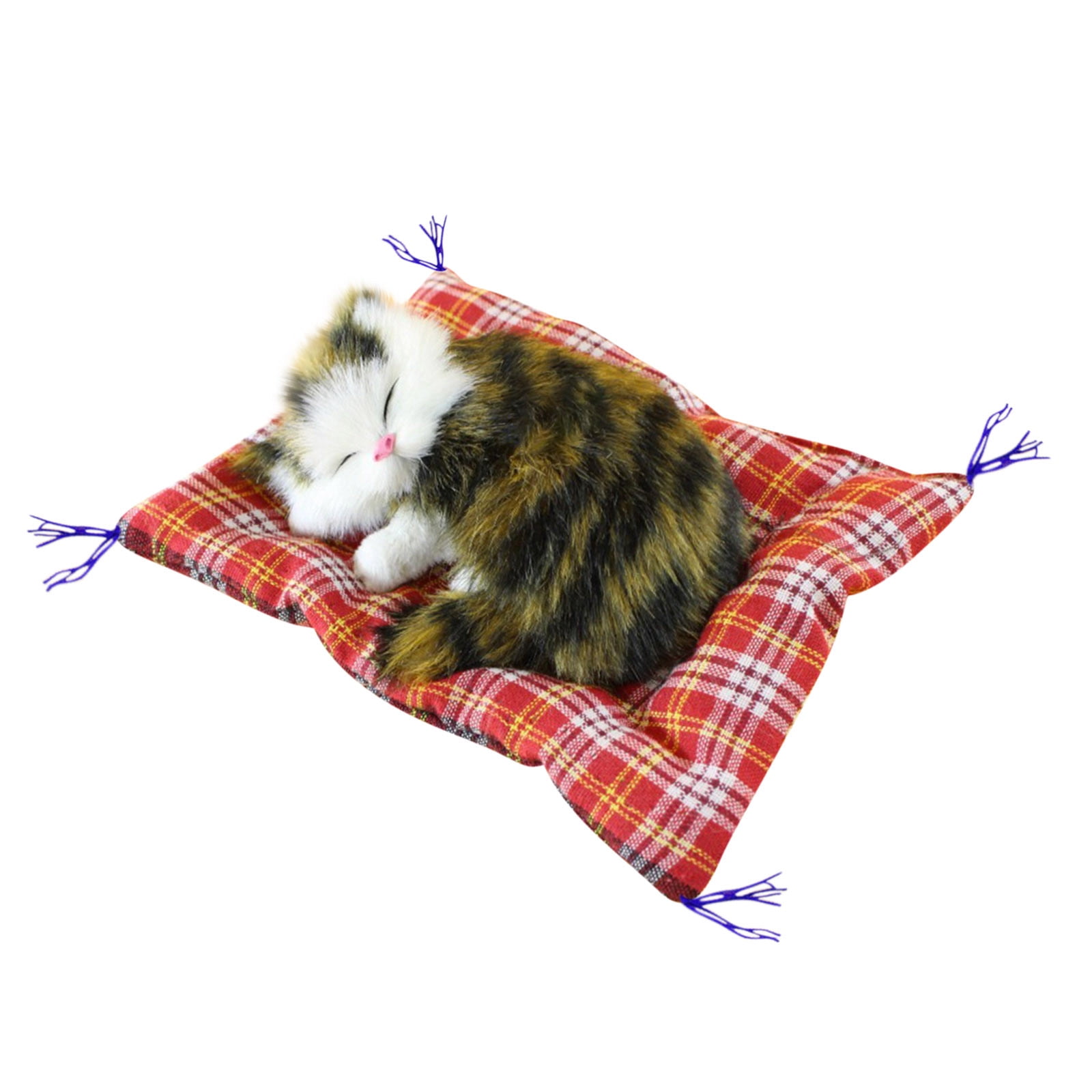 Tarmeek Simulation Sleeping Cat Dolls Toys,Simulation Cat Plush Animals Toy Will Call With Cloth Mat Sleeping Cat Doll Plush Toy for Room Decor,Birthday Gifts for Kids C - Image 1