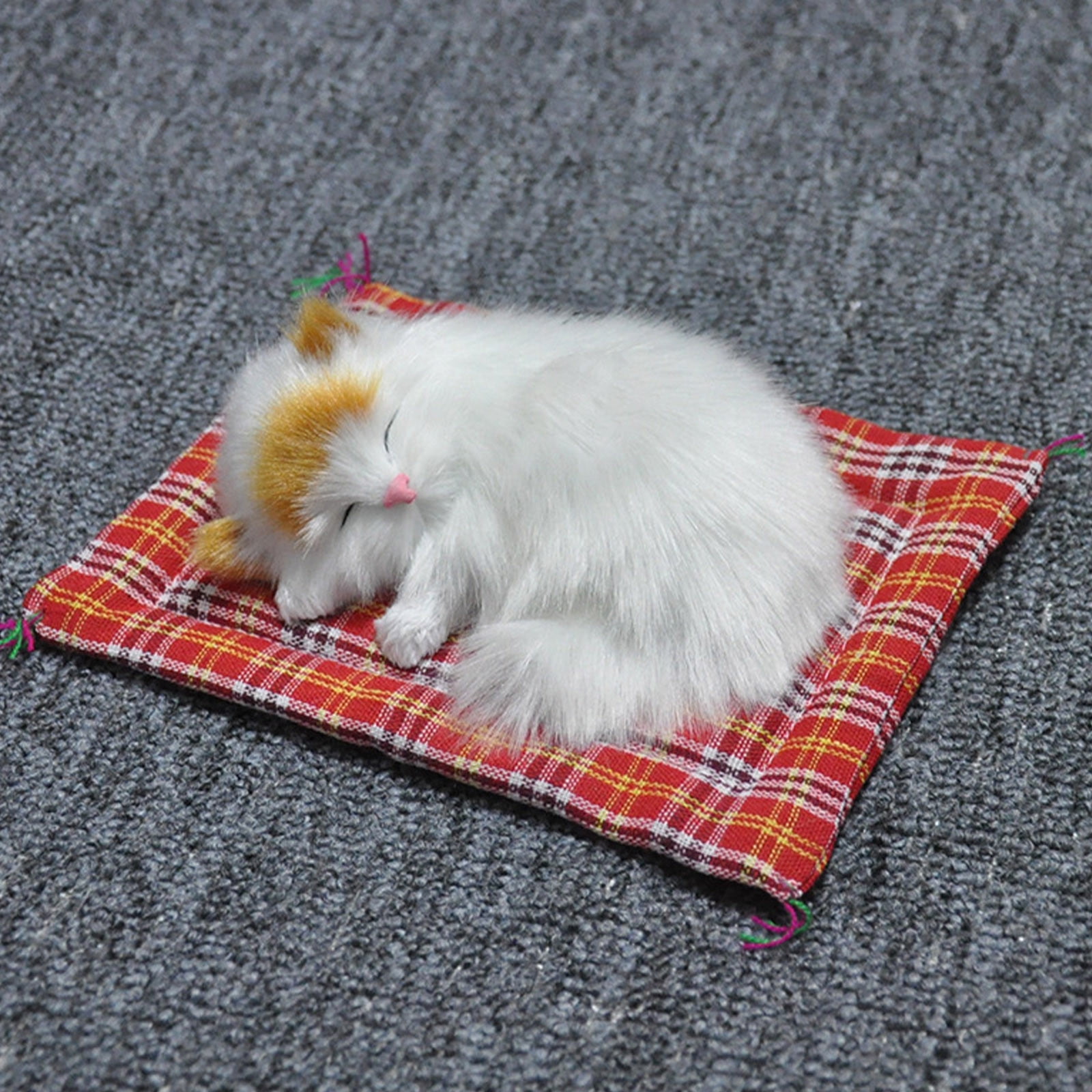 Tarmeek Simulation Sleeping Cat Dolls Toys,Simulation Cat Plush Animals Toy Will Call With Cloth Mat Sleeping Cat Doll Plush Toy for Room Decor,Birthday Gifts for Kids F - Image 2