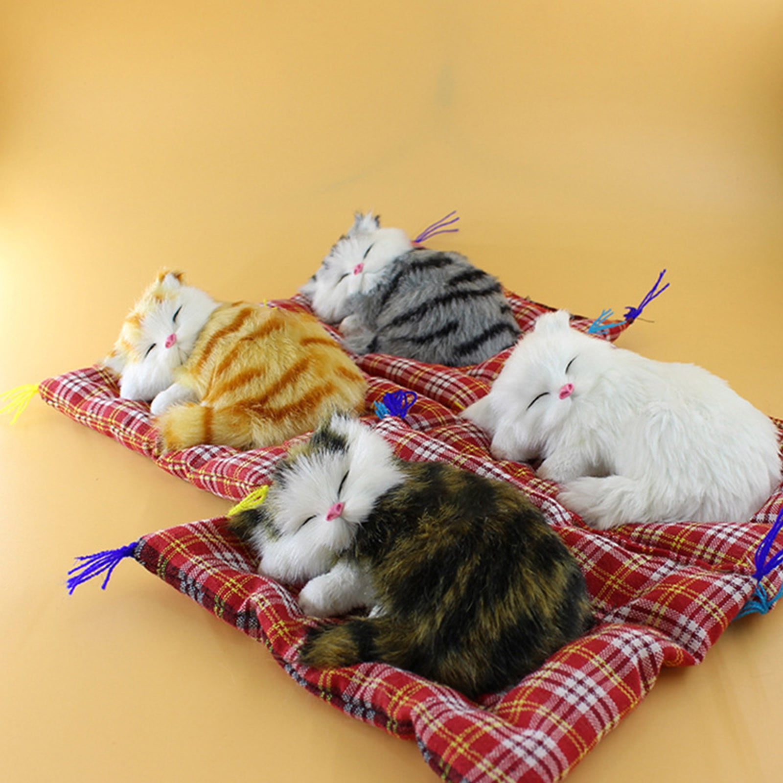 Tarmeek Simulation Sleeping Cat Dolls Toys,Simulation Cat Plush Animals Toy Will Call With Cloth Mat Sleeping Cat Doll Plush Toy for Room Decor,Birthday Gifts for Kids F - Image 3