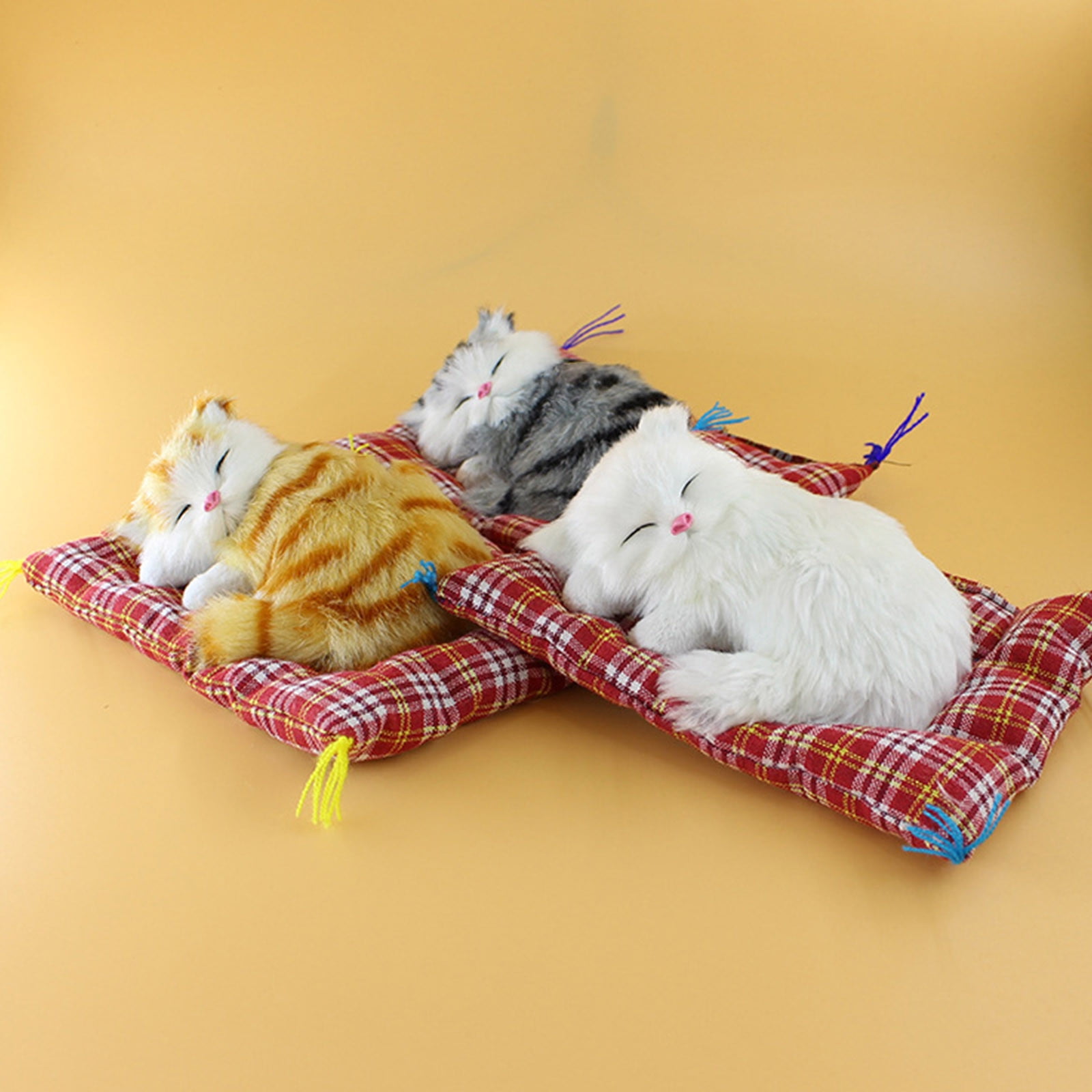 Tarmeek Simulation Sleeping Cat Dolls Toys,Simulation Cat Plush Animals Toy Will Call With Cloth Mat Sleeping Cat Doll Plush Toy for Room Decor,Birthday Gifts for Kids F - Image 4