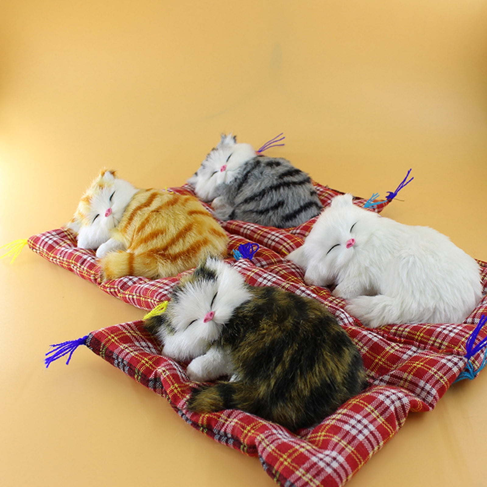 Tarmeek Simulation Sleeping Cat Dolls Toys,Simulation Cat Plush Animals Toy Will Call With Cloth Mat Sleeping Cat Doll Plush Toy for Room Decor,Birthday Gifts for Kids F - Image 5