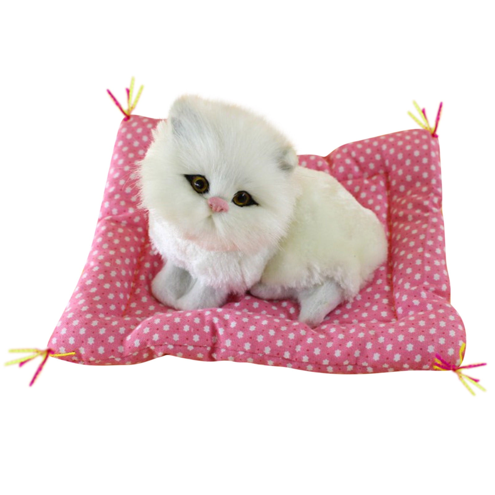 Tarmeek Simulation Sleeping Cat Dolls Toys,Simulation Cat Plush Animals Toy Will Call With Cloth Mat Sleeping Cat Doll Plush Toy for Room Decor,Birthday Gifts for Kids H - Image 2