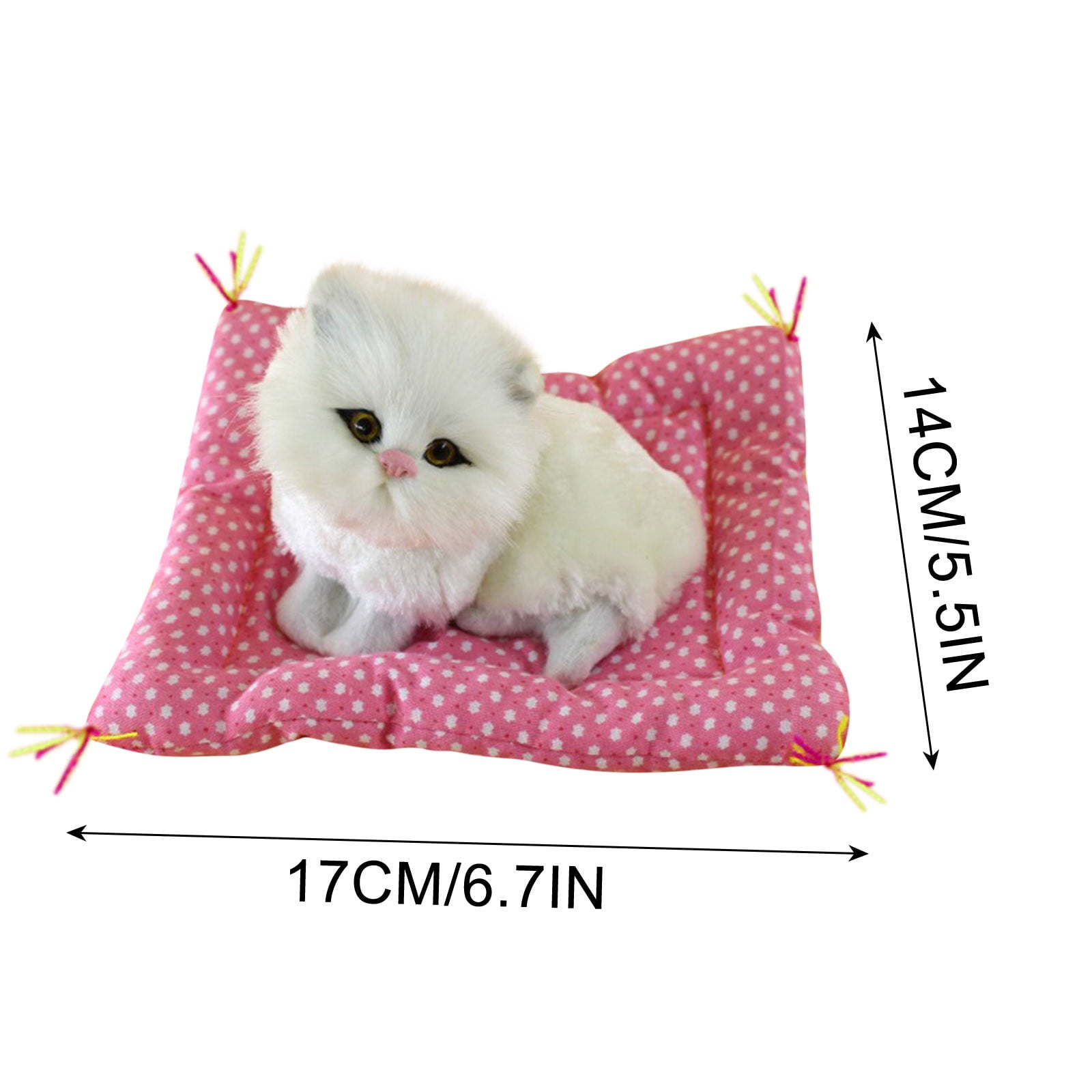 Tarmeek Simulation Sleeping Cat Dolls Toys,Simulation Cat Plush Animals Toy Will Call With Cloth Mat Sleeping Cat Doll Plush Toy for Room Decor,Birthday Gifts for Kids H - Image 5