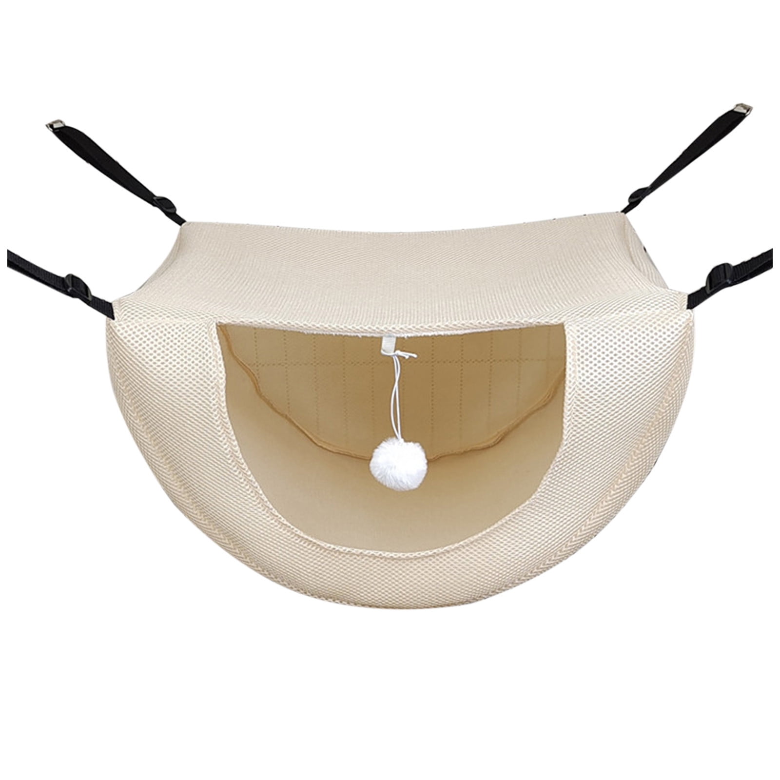 Darzheoy Cat Cage Hammock, Hanging Soft Pet Bed, Summer Breathable Pet Cage Hammock with Adjustable Straps, for Indoor Kitten Puppy Rabbit or Small Pet Beige - Image 1