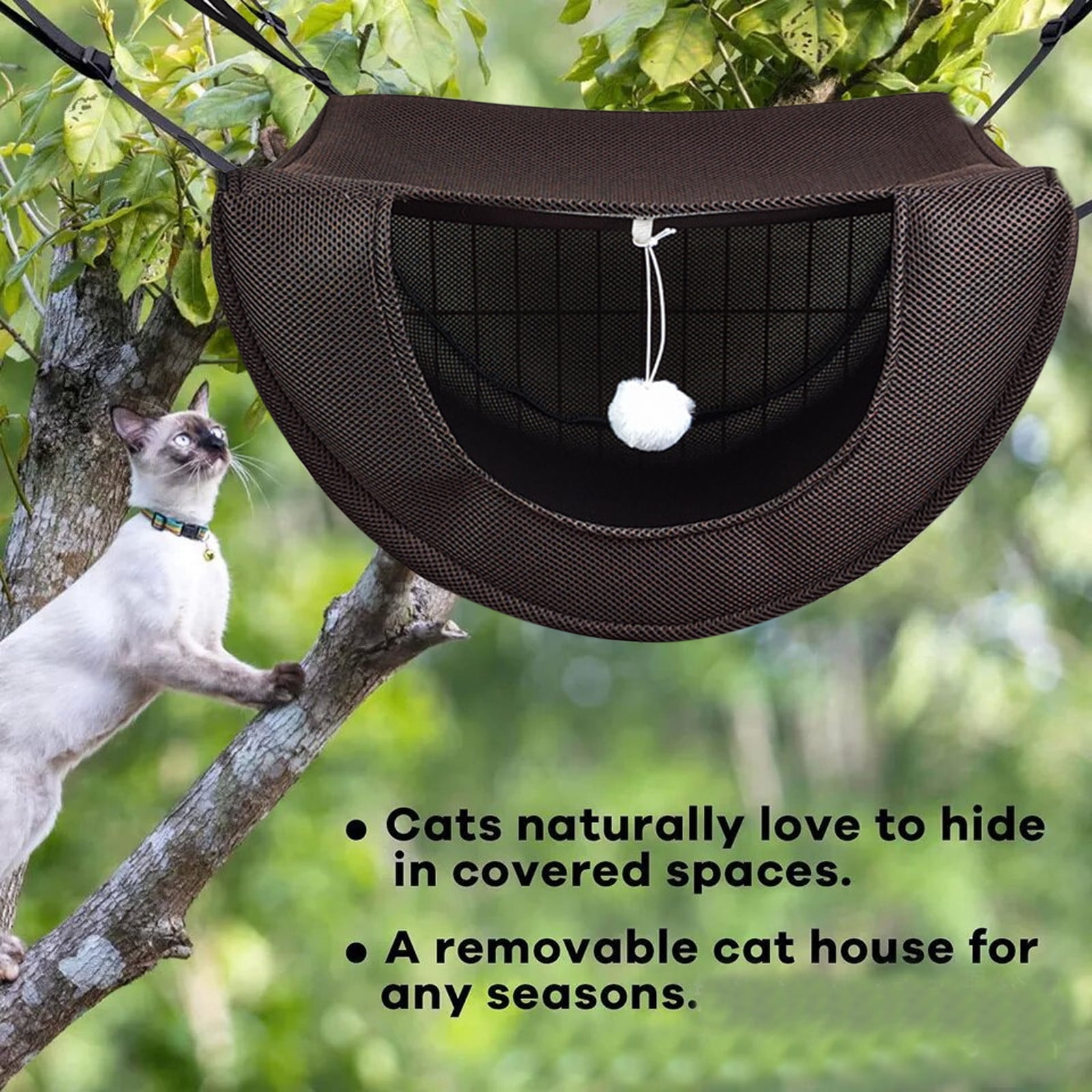 Darzheoy Cat Cage Hammock, Hanging Soft Pet Bed, Summer Breathable Pet Cage Hammock with Adjustable Straps, for Indoor Kitten Puppy Rabbit or Small Pet Coffee - Image 6