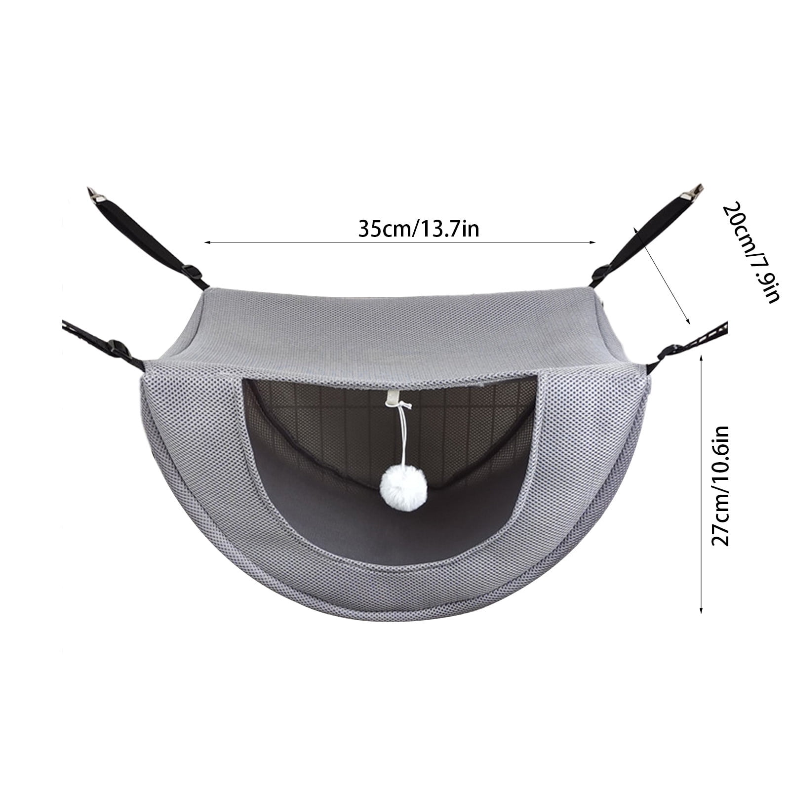Darzheoy Cat Cage Hammock, Hanging Soft Pet Bed, Summer Breathable Pet Cage Hammock with Adjustable Straps, for Indoor Kitten Puppy Rabbit or Small Pet Gray - Image 3