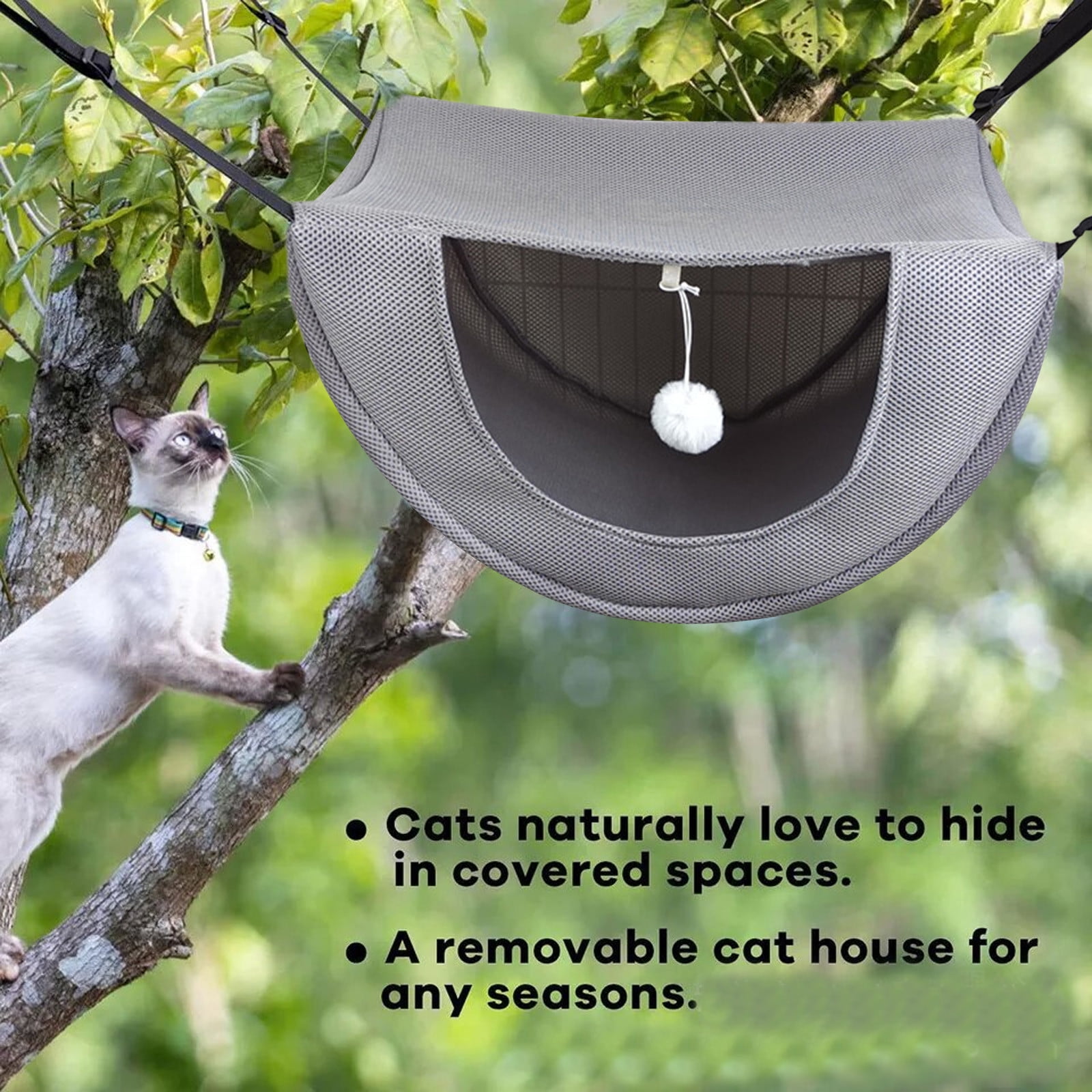 Darzheoy Cat Cage Hammock, Hanging Soft Pet Bed, Summer Breathable Pet Cage Hammock with Adjustable Straps, for Indoor Kitten Puppy Rabbit or Small Pet Gray - Image 6