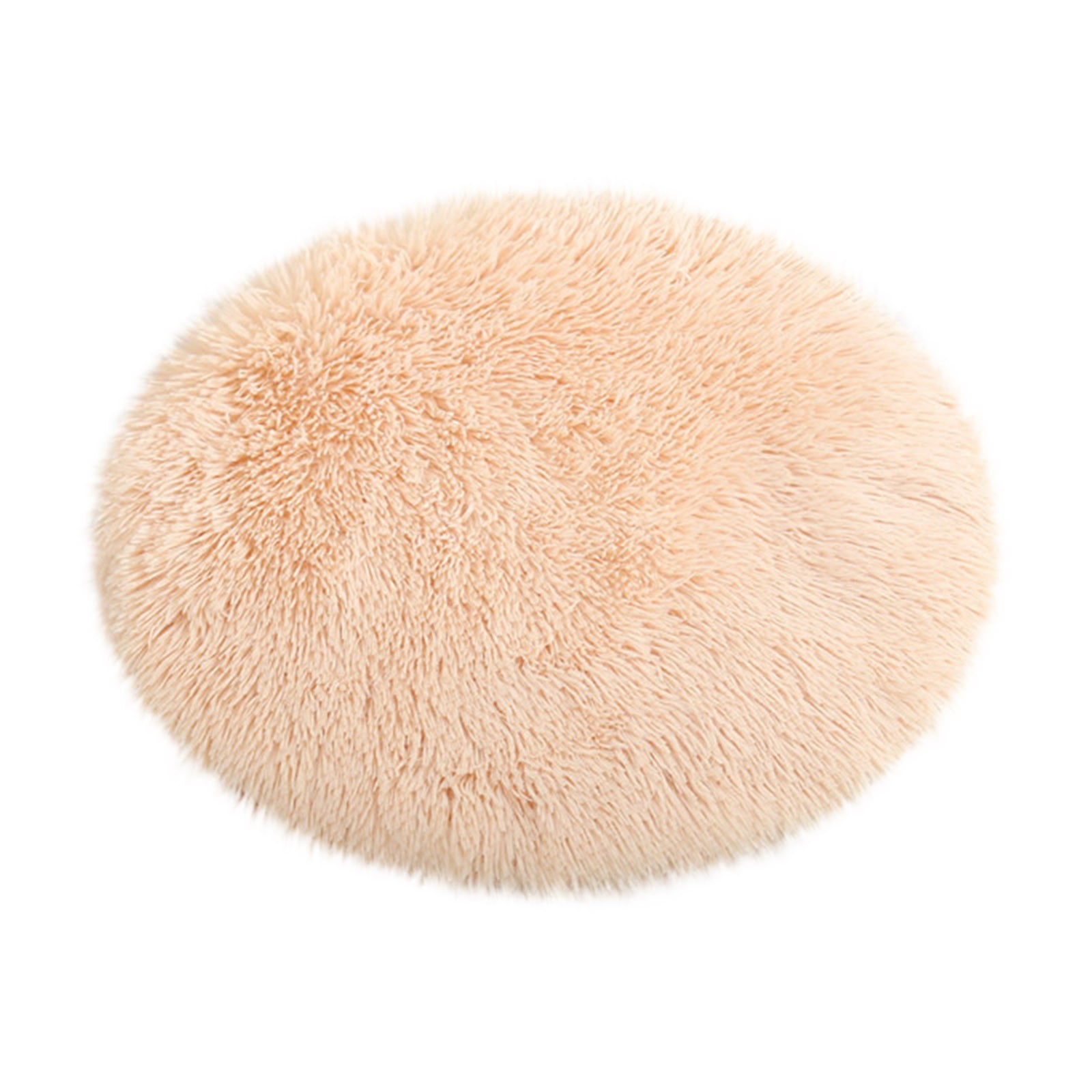 Darzheoy 16 inch Plush Dog Bed Mat Warm Fluffy Round Puppy Crate Pad with Anti-Slip Waterproof Bottom Soft Comfy Pet Kennel Mat for Small and Medium Dogs Beige - Image 1