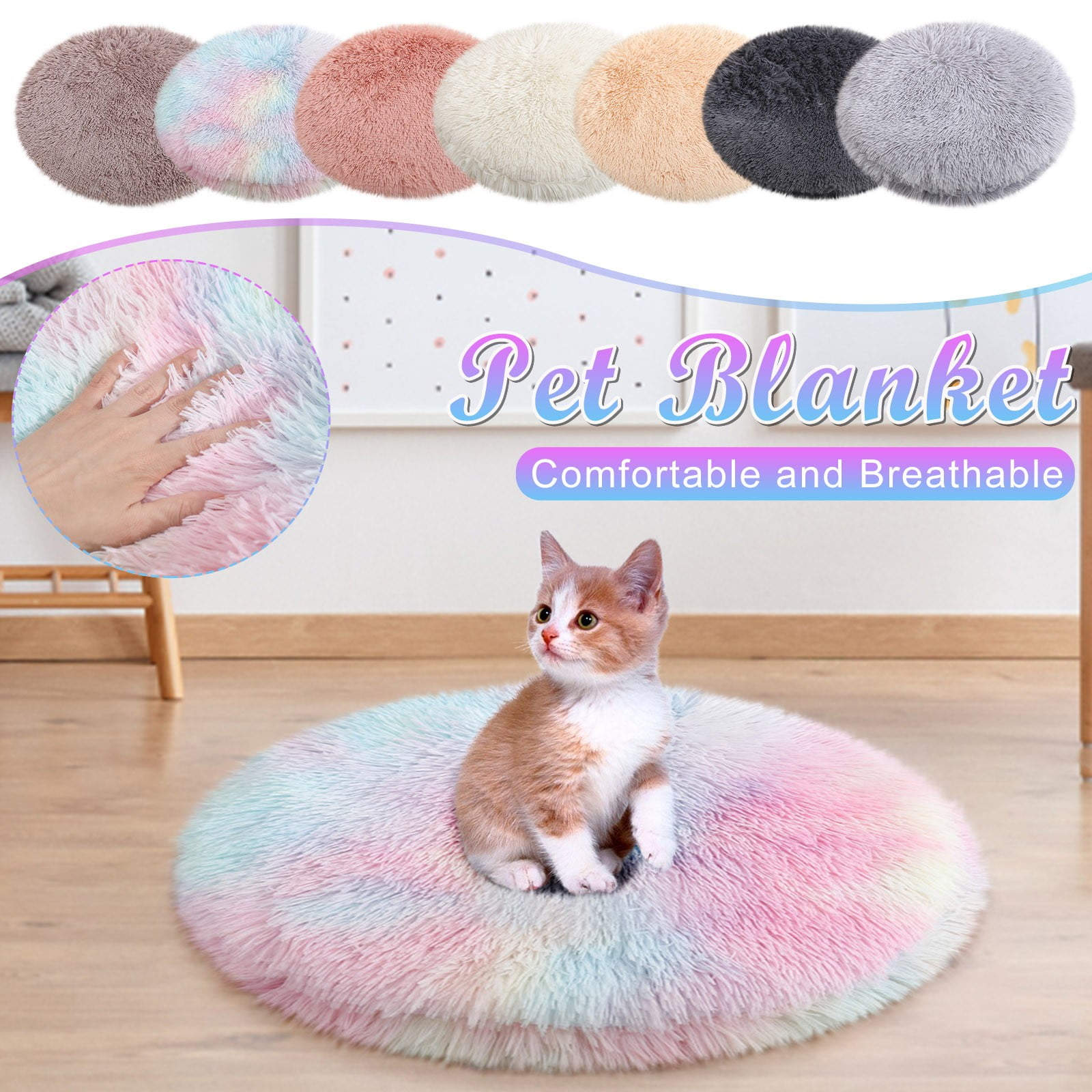 Darzheoy 16 inch Plush Dog Bed Mat Warm Fluffy Round Puppy Crate Pad with Anti-Slip Waterproof Bottom Soft Comfy Pet Kennel Mat for Small and Medium Dogs Pink - Image 4