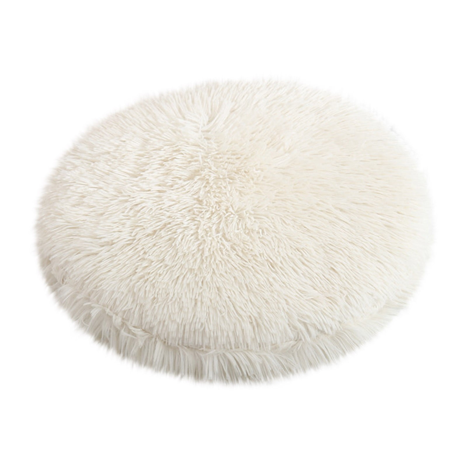 Darzheoy 16 inch Plush Dog Bed Mat Warm Fluffy Round Puppy Crate Pad with Anti-Slip Waterproof Bottom Soft Comfy Pet Kennel Mat for Small and Medium Dogs White - Image 1
