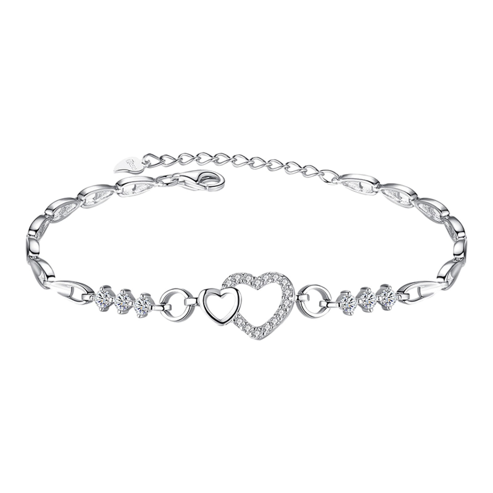 Chmadoxn Toddler Toys, Baby Toys Amethyst Plated 925 Bracelet Love Heart-shaped Hand Jewelry Female Zircon Heart To Heart Jewelry Toys for Kids, Birthday Gifts, First Birthday Gifts 2.3×2×0.8 in PP - Image 2