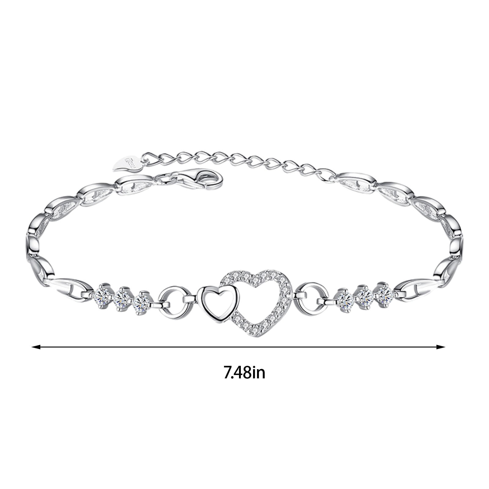 Chmadoxn Toddler Toys, Baby Toys Amethyst Plated 925 Bracelet Love Heart-shaped Hand Jewelry Female Zircon Heart To Heart Jewelry Toys for Kids, Birthday Gifts, First Birthday Gifts 2.3×2×0.8 in PP - Image 3