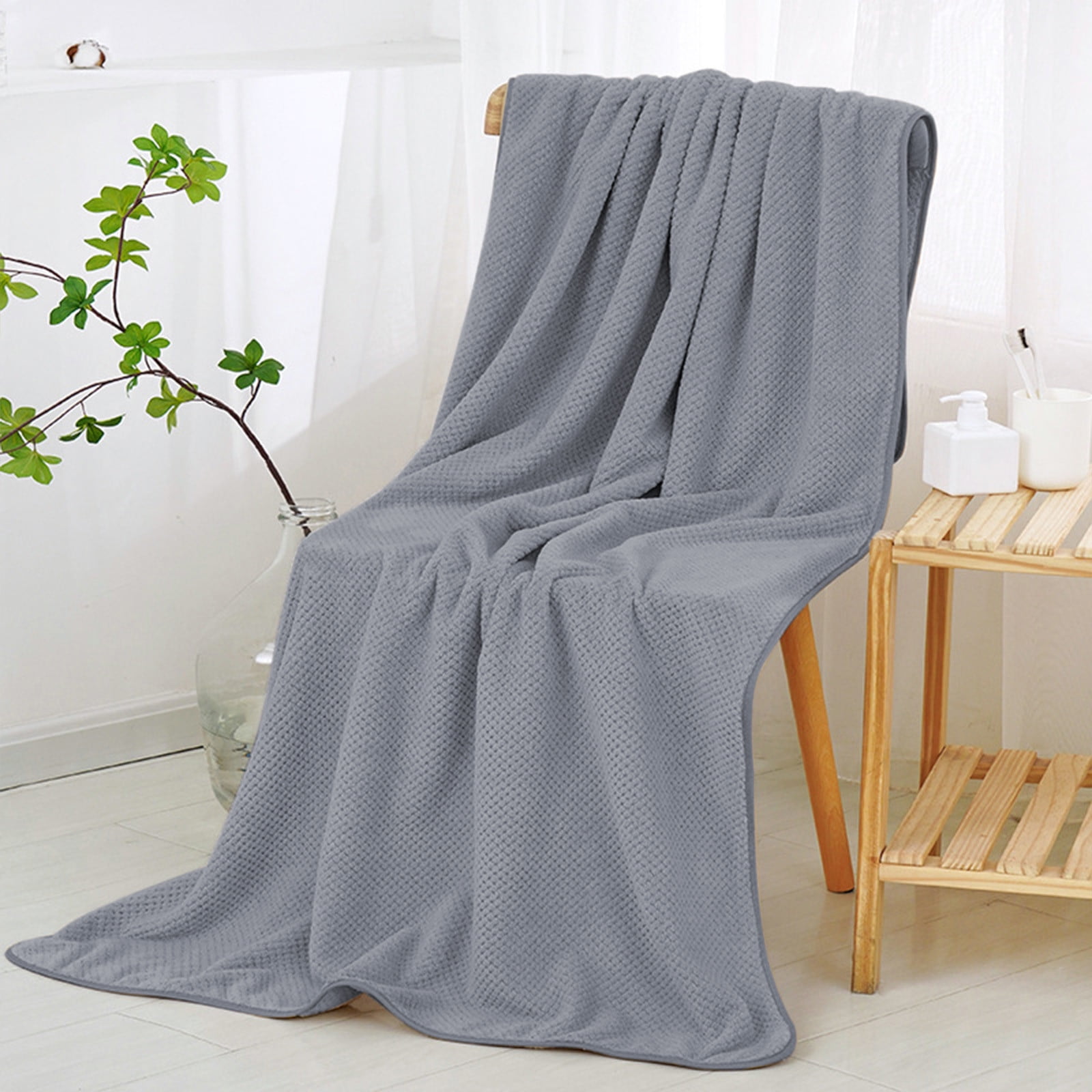 Chmadoxn Bath Towel, Oversize Bath Towel, 55×28 Inch Large Microfiber Bath Towels, Soft, Absorbent, and Quick Dry Towels for Bathroom, Pool, Beach, Swim, and Yoga, Large Bathroom Towels for Daily Use 13.4×30 in Gray - Image 1