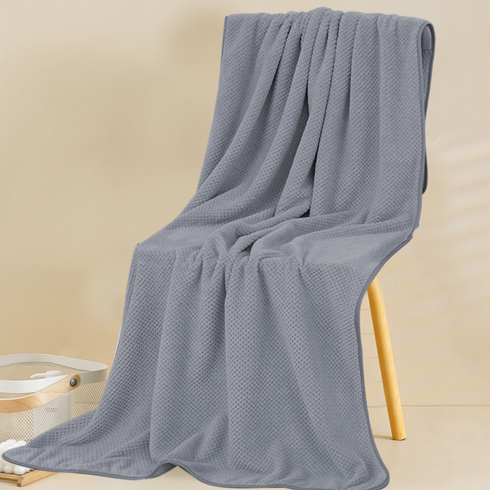 Chmadoxn Bath Towel, Oversize Bath Towel, 55×28 Inch Large Microfiber Bath Towels, Soft, Absorbent, and Quick Dry Towels for Bathroom, Pool, Beach, Swim, and Yoga, Large Bathroom Towels for Daily Use 55×28 in Gray - Image 4