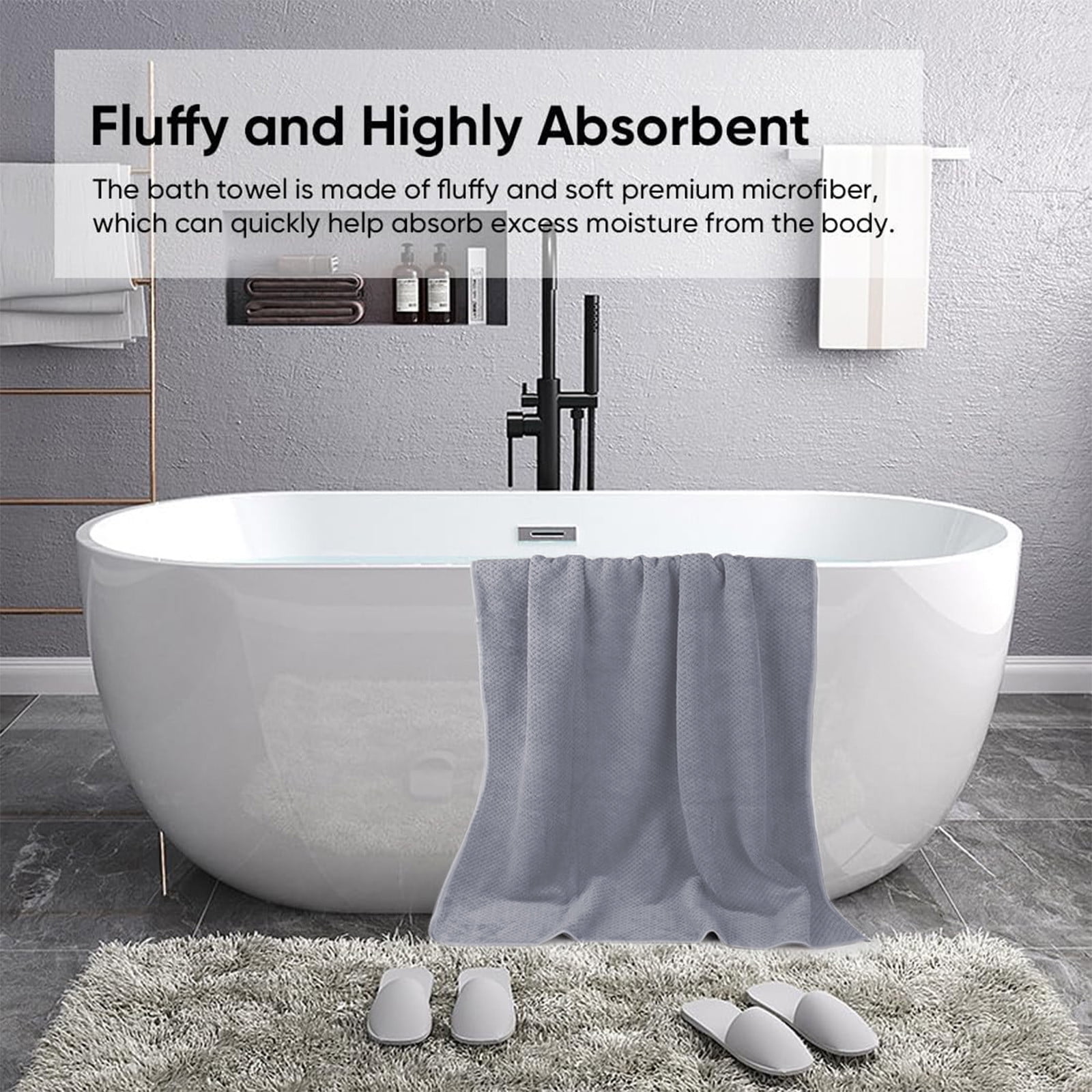 Chmadoxn Bath Towel, Oversize Bath Towel, 55×28 Inch Large Microfiber Bath Towels, Soft, Absorbent, and Quick Dry Towels for Bathroom, Pool, Beach, Swim, and Yoga, Large Bathroom Towels for Daily Use 55×28 in Gray - Image 7