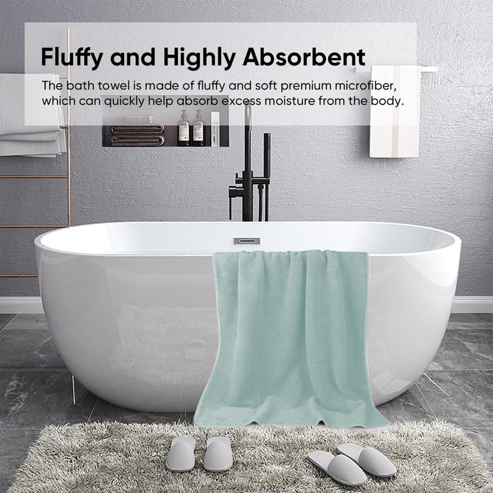 Chmadoxn Bath Towel, Oversize Bath Towel, 55×28 Inch Large Microfiber Bath Towels, Soft, Absorbent, and Quick Dry Towels for Bathroom, Pool, Beach, Swim, and Yoga, Large Bathroom Towels for Daily Use 55×28 in Green - Image 4
