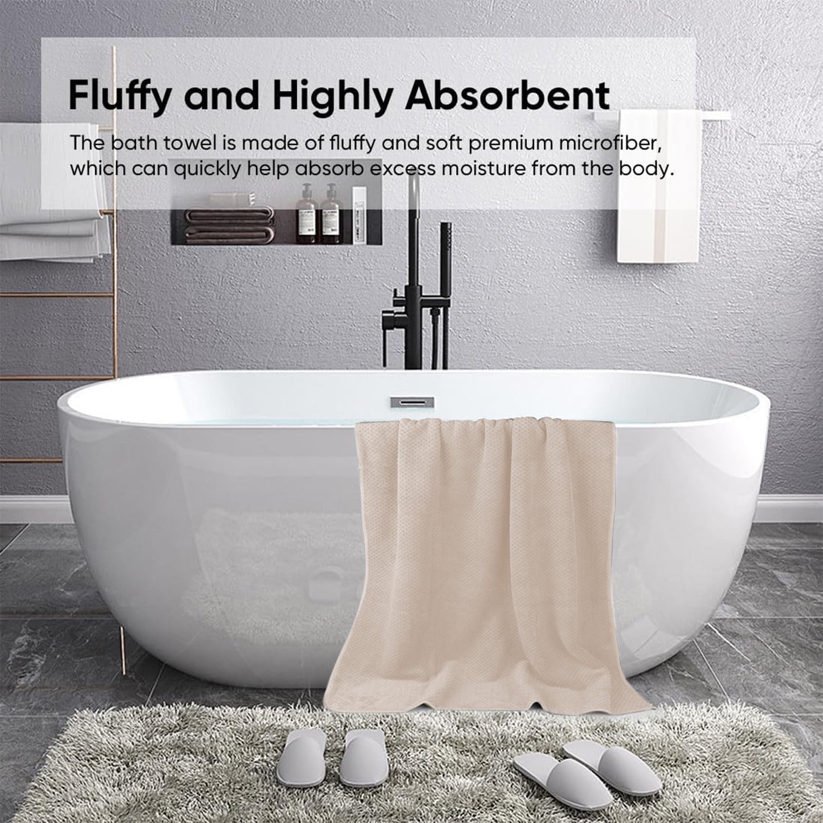 Chmadoxn Bath Towel, Oversize Bath Towel, 55×28 Inch Large Microfiber Bath Towels, Soft, Absorbent, and Quick Dry Towels for Bathroom, Pool, Beach, Swim, and Yoga, Large Bathroom Towels for Daily Use 55×28 in Khaki - Image 4