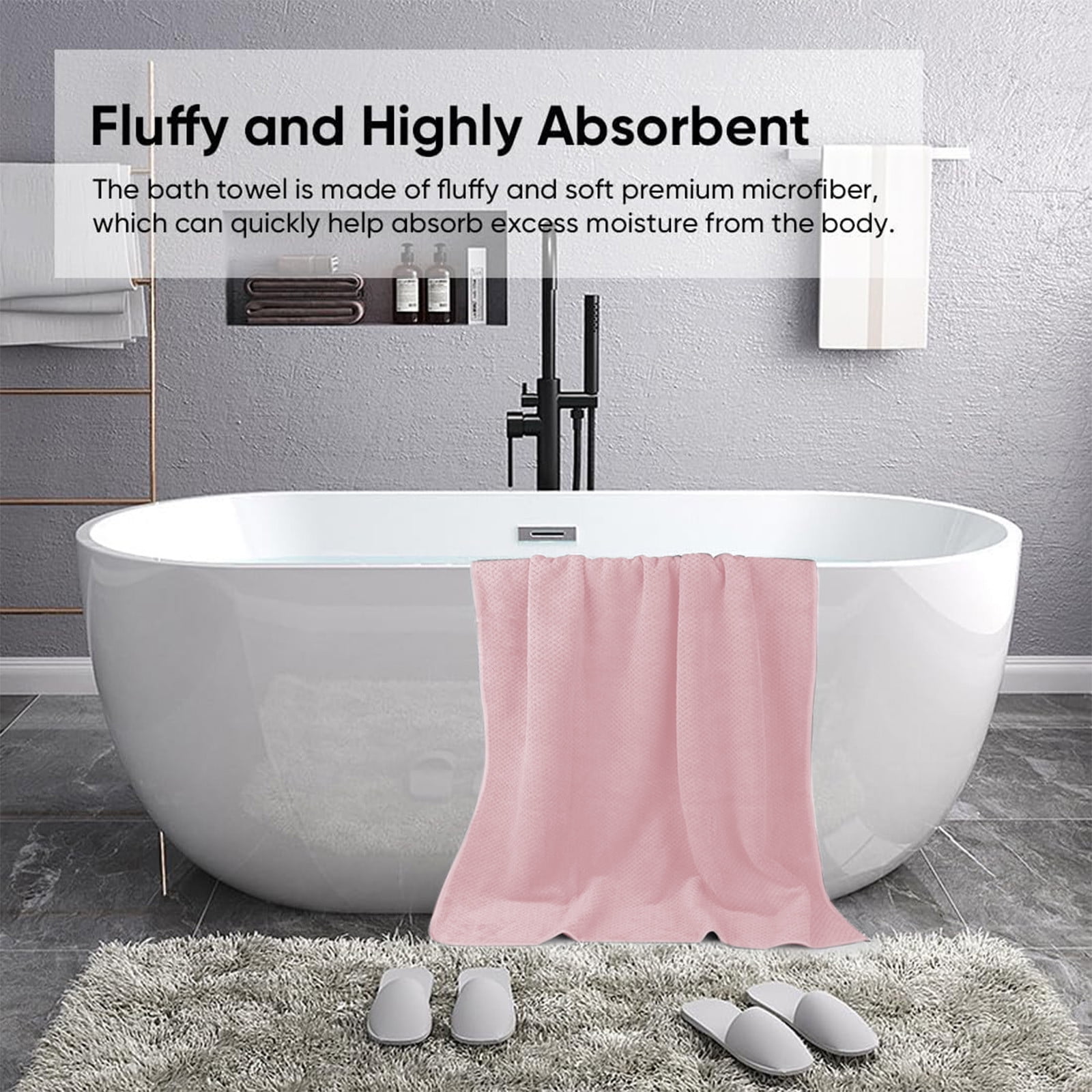 Chmadoxn Bath Towel, Oversize Bath Towel, 55×28 Inch Large Microfiber Bath Towels, Soft, Absorbent, and Quick Dry Towels for Bathroom, Pool, Beach, Swim, and Yoga, Large Bathroom Towels for Daily Use 13.4×30 in Pink - Image 6