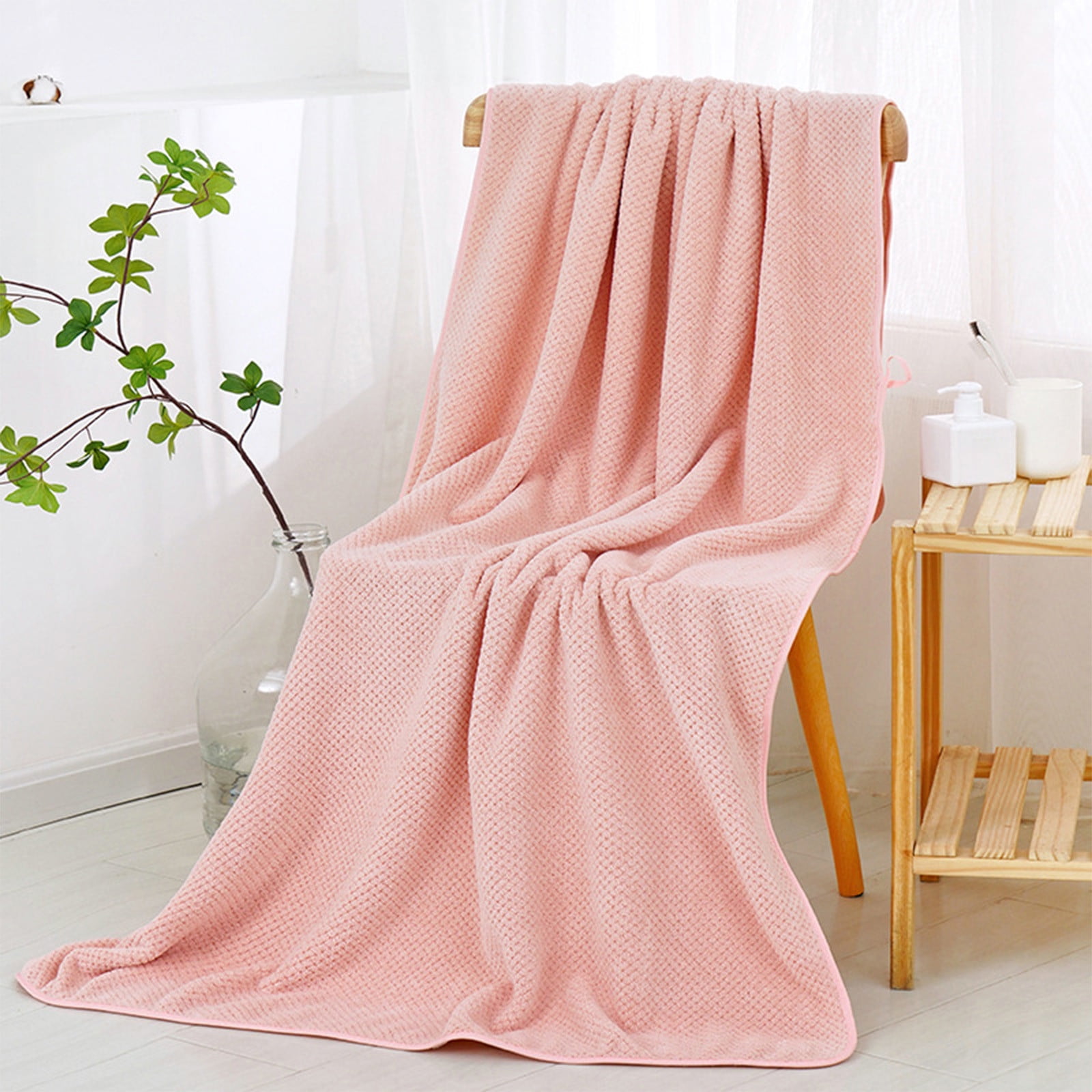Chmadoxn Bath Towel, Oversize Bath Towel, 55×28 Inch Large Microfiber Bath Towels, Soft, Absorbent, and Quick Dry Towels for Bathroom, Pool, Beach, Swim, and Yoga, Large Bathroom Towels for Daily Use 55×28 in Pink - Image 1
