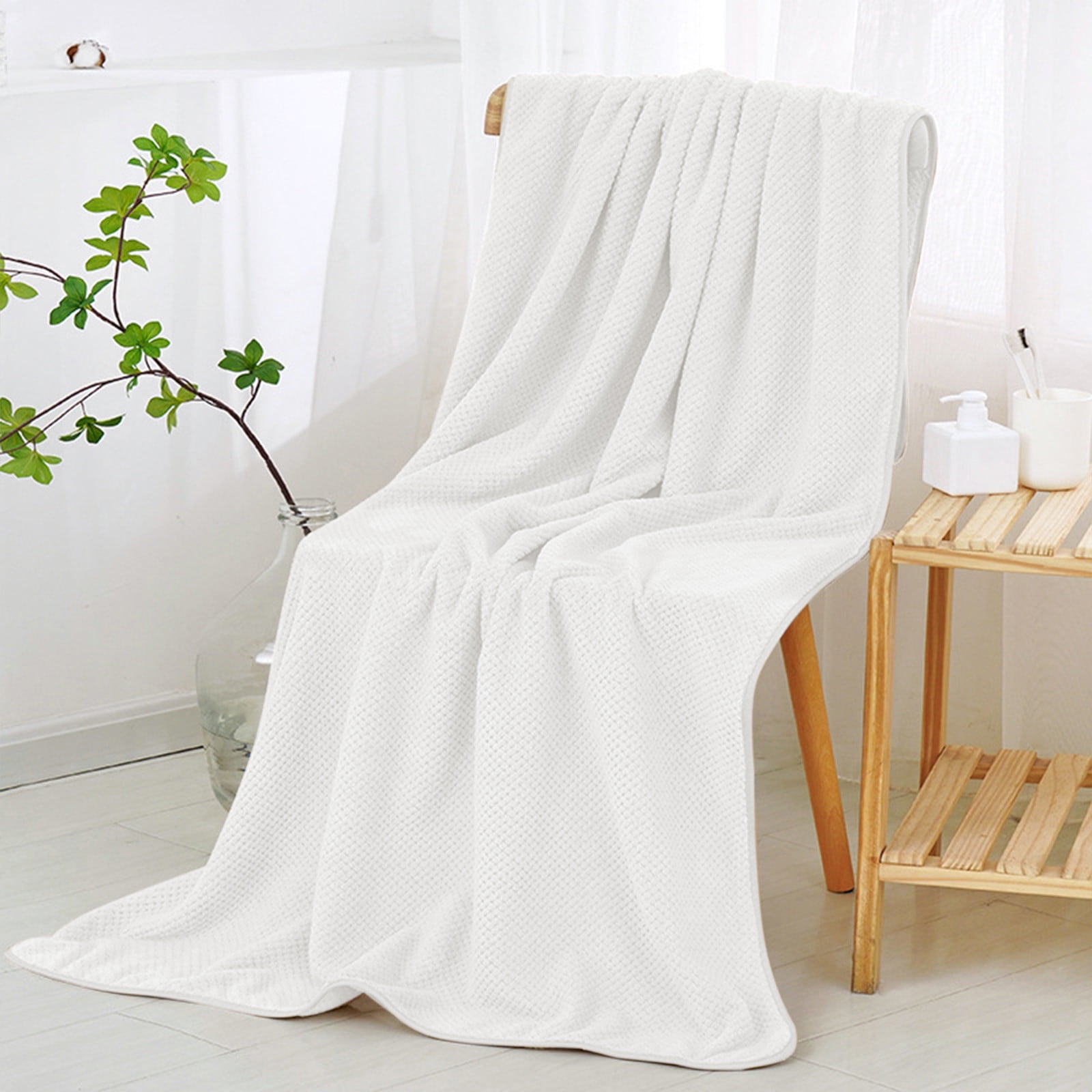Chmadoxn Bath Towel, Oversize Bath Towel, 55×28 Inch Large Microfiber Bath Towels, Soft, Absorbent, and Quick Dry Towels for Bathroom, Pool, Beach, Swim, and Yoga, Large Bathroom Towels for Daily Use 55×28 in White - Image 1