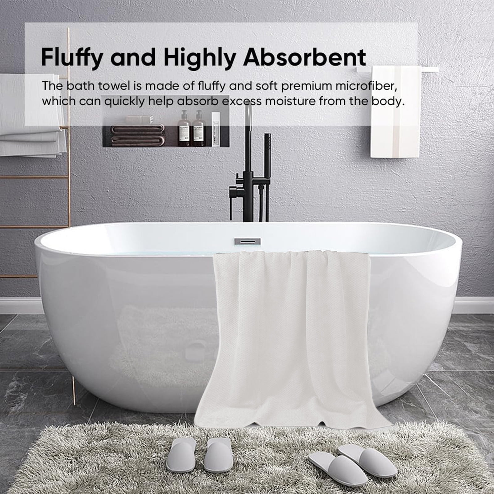 Chmadoxn Bath Towel, Oversize Bath Towel, 55×28 Inch Large Microfiber Bath Towels, Soft, Absorbent, and Quick Dry Towels for Bathroom, Pool, Beach, Swim, and Yoga, Large Bathroom Towels for Daily Use 55×28 in White - Image 7