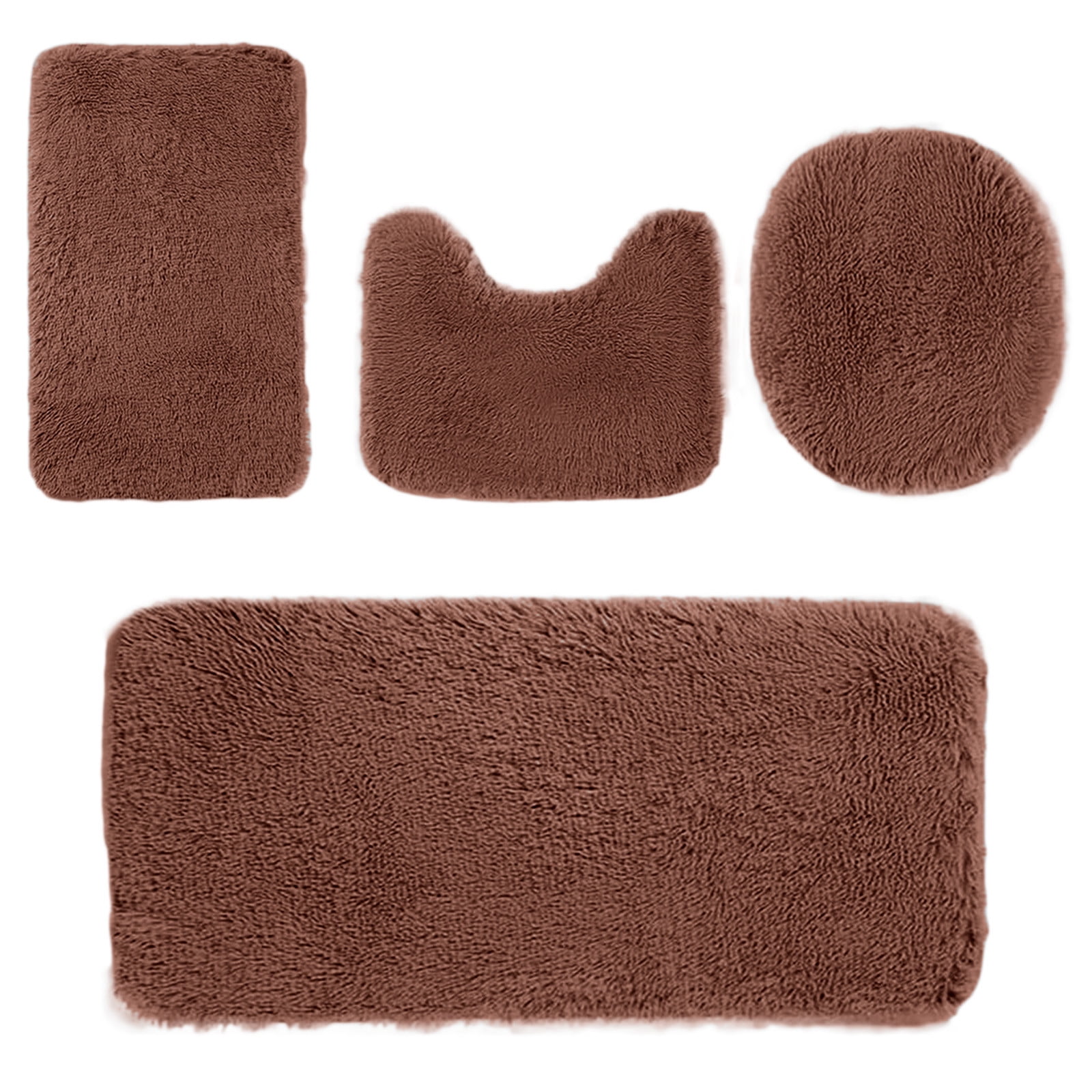 Chmadoxn Solid Color Bathroom Rugs Sets, 3 Piece Ultra Soft Non-Slip Bath Rugs and Mats Set, Super Absorbent Soft Washable Bathroom Carpets, Plush Bathroom Mats, Toilet Rug Set of 4 Gray - Image 2