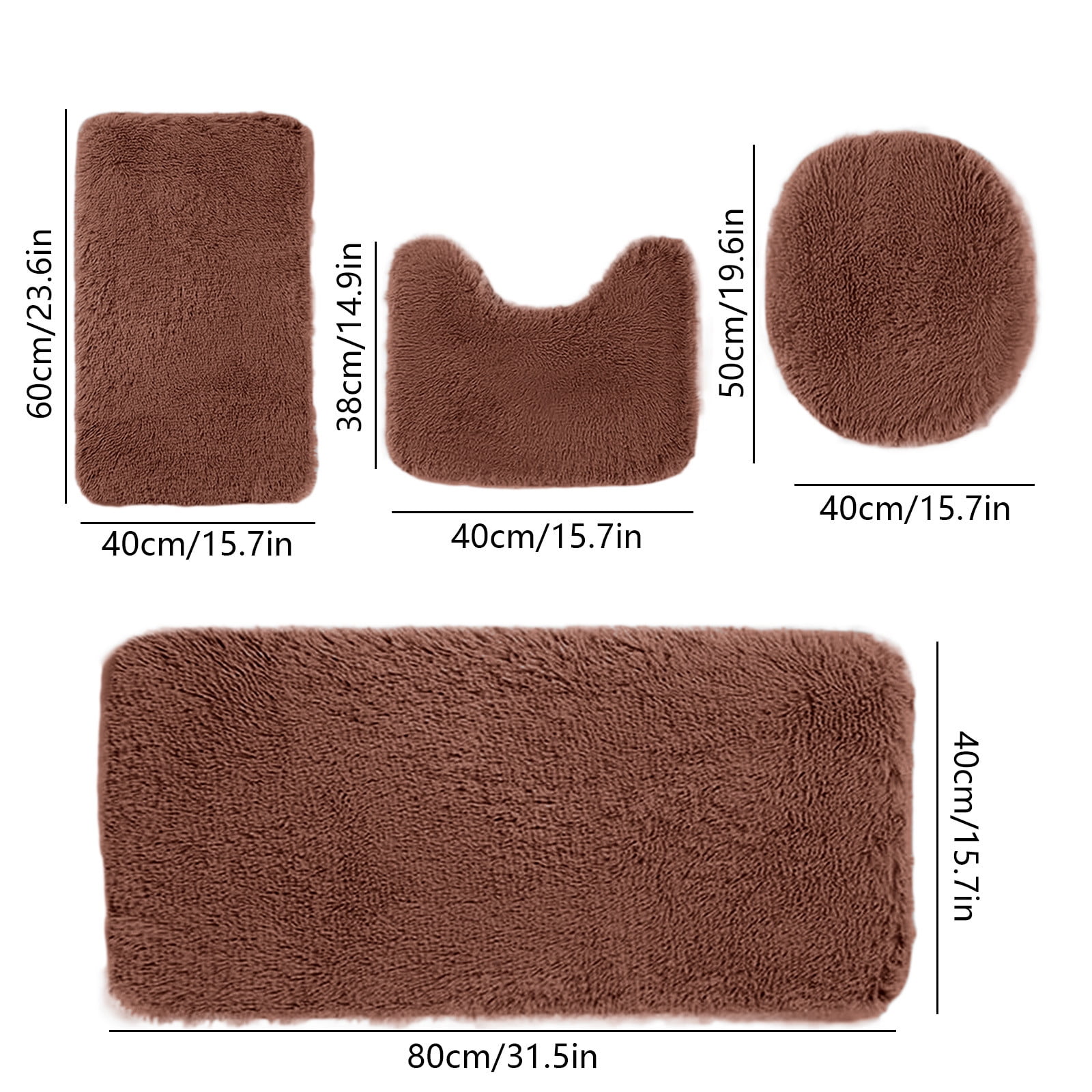 Chmadoxn Solid Color Bathroom Rugs Sets, 3 Piece Ultra Soft Non-Slip Bath Rugs and Mats Set, Super Absorbent Soft Washable Bathroom Carpets, Plush Bathroom Mats, Toilet Rug Set of 4 Red - Image 3