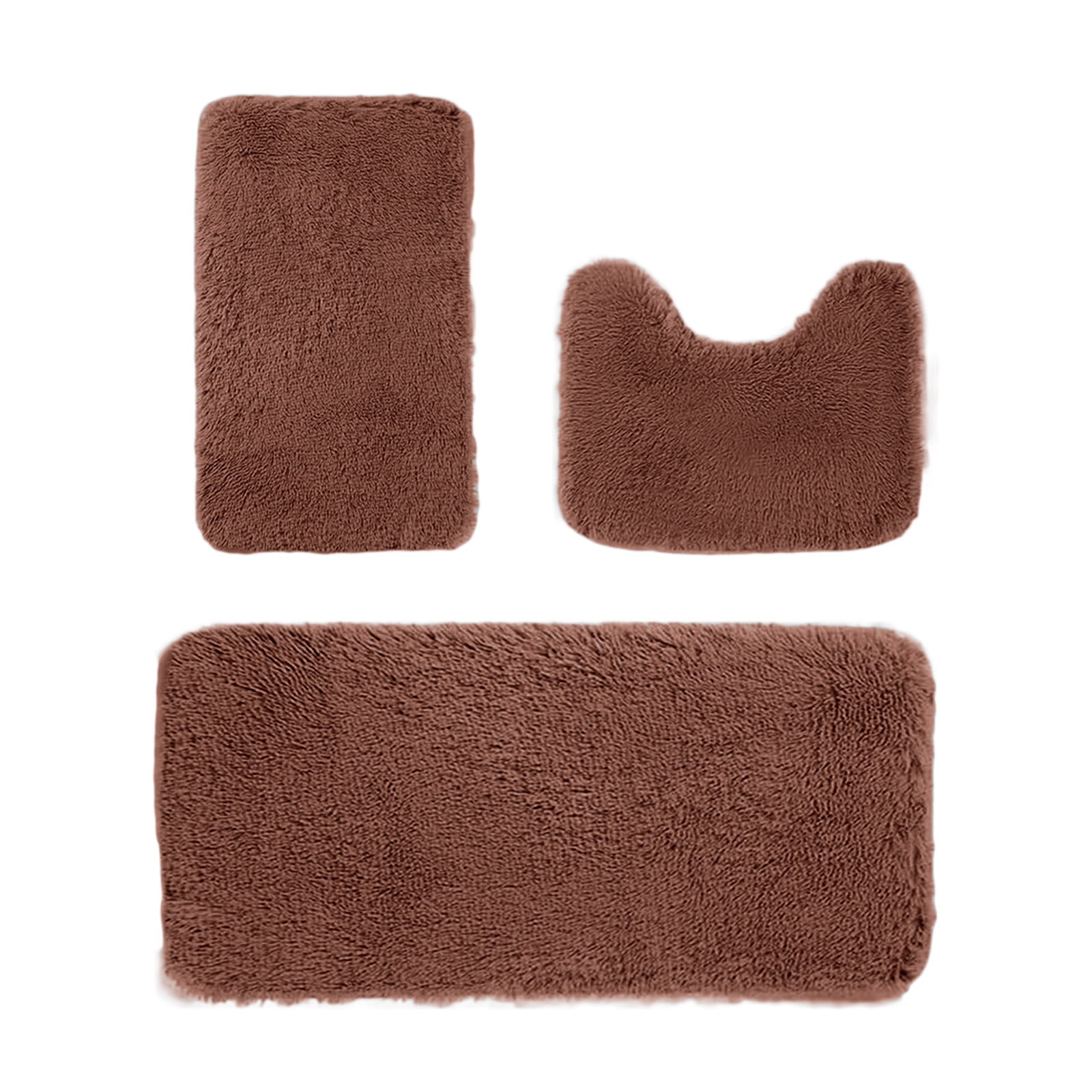 Chmadoxn Solid Color Bathroom Rugs Sets, 3 Piece Ultra Soft Non-Slip Bath Rugs and Mats Set, Super Absorbent Soft Washable Bathroom Carpets, Plush Bathroom Mats, Toilet Rug Set of 3 White 1 - Image 2