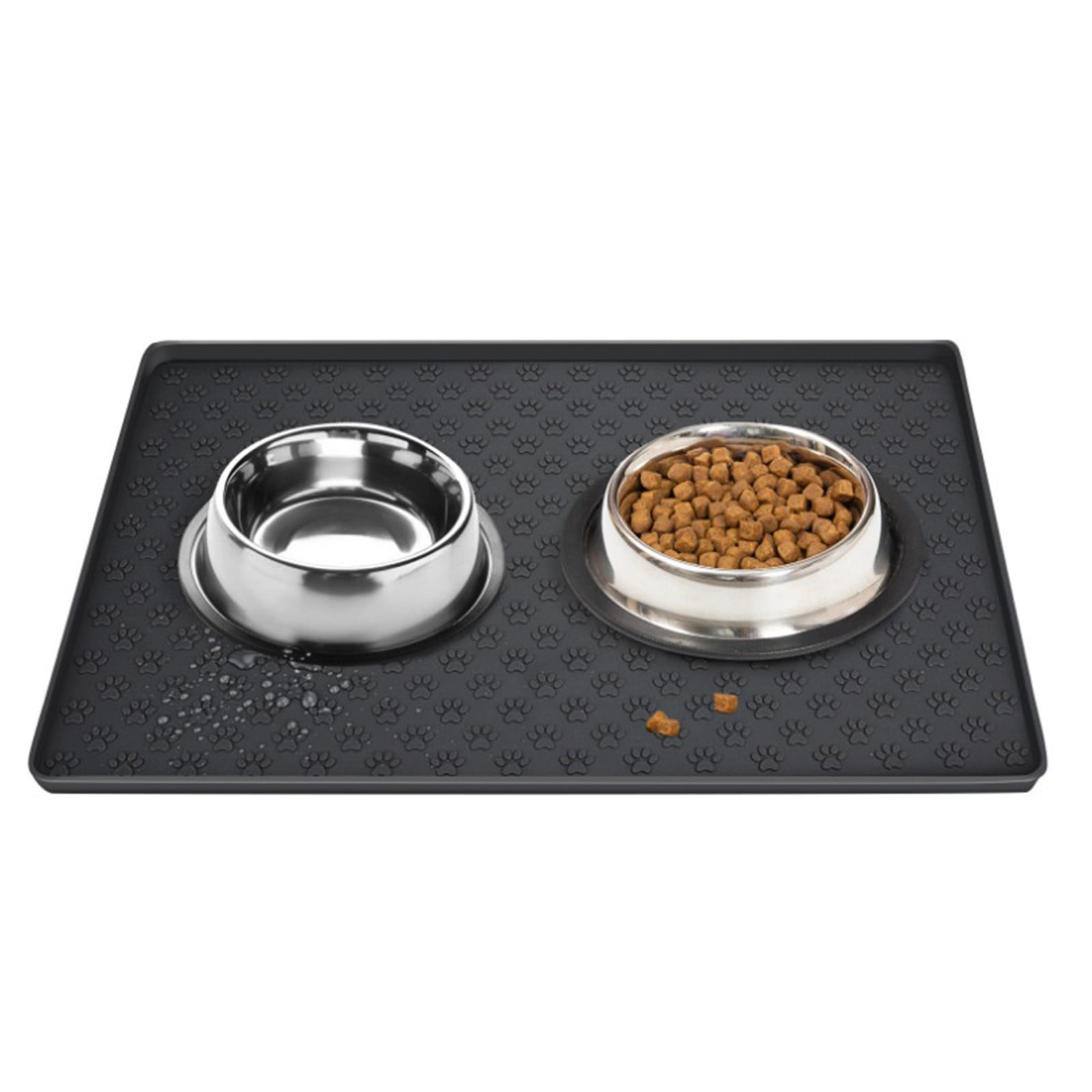 Darzheoy Dog Food Mat, Waterproof Dog Bowl Mat, Silicone Dog Mat for Food and Water, Pet Food Mat with Edges, Nonslip Dog Feeding Mat, Dog Food Mats for Floors Black - Image 1