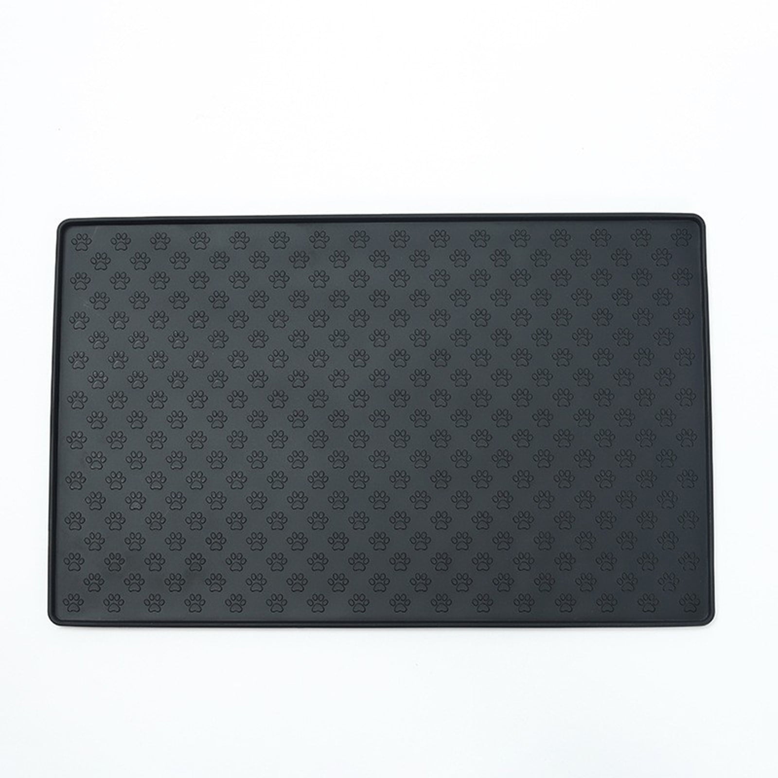 Darzheoy Dog Food Mat, Waterproof Dog Bowl Mat, Silicone Dog Mat for Food and Water, Pet Food Mat with Edges, Nonslip Dog Feeding Mat, Dog Food Mats for Floors Black - Image 2