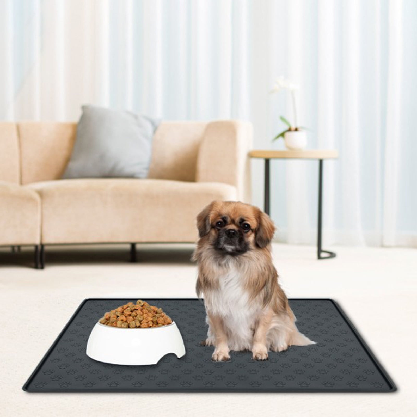 Darzheoy Dog Food Mat, Waterproof Dog Bowl Mat, Silicone Dog Mat for Food and Water, Pet Food Mat with Edges, Nonslip Dog Feeding Mat, Dog Food Mats for Floors Black - Image 4