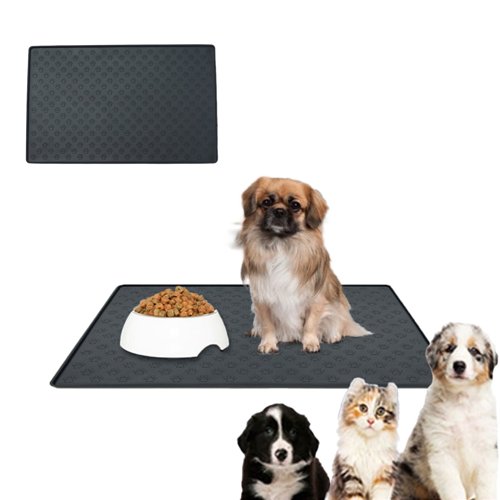 Darzheoy Dog Food Mat, Waterproof Dog Bowl Mat, Silicone Dog Mat for Food and Water, Pet Food Mat with Edges, Nonslip Dog Feeding Mat, Dog Food Mats for Floors Black - Image 5