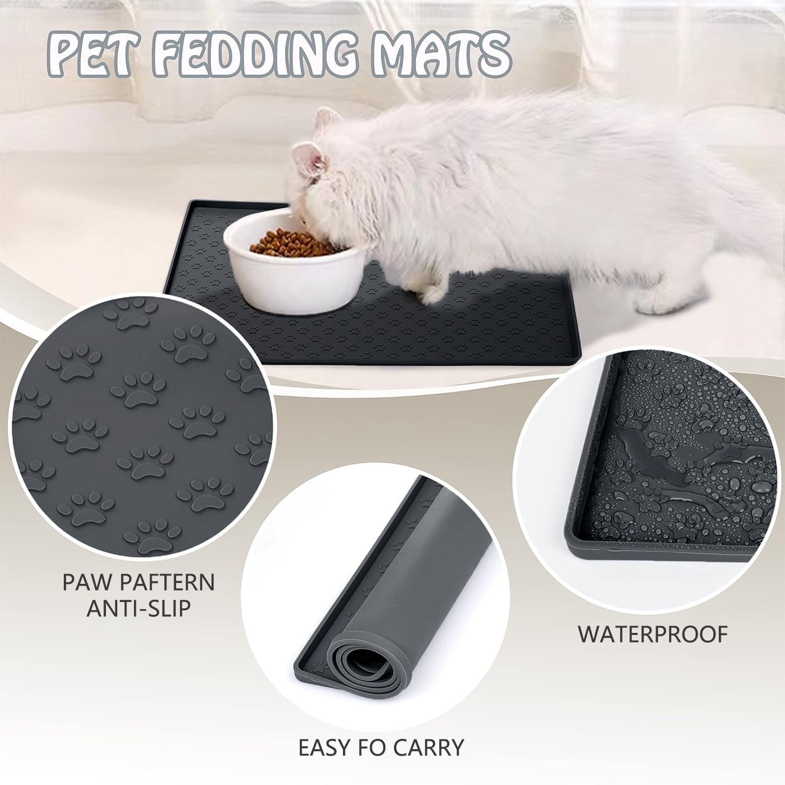 Darzheoy Dog Food Mat, Waterproof Dog Bowl Mat, Silicone Dog Mat for Food and Water, Pet Food Mat with Edges, Nonslip Dog Feeding Mat, Dog Food Mats for Floors Black - Image 8