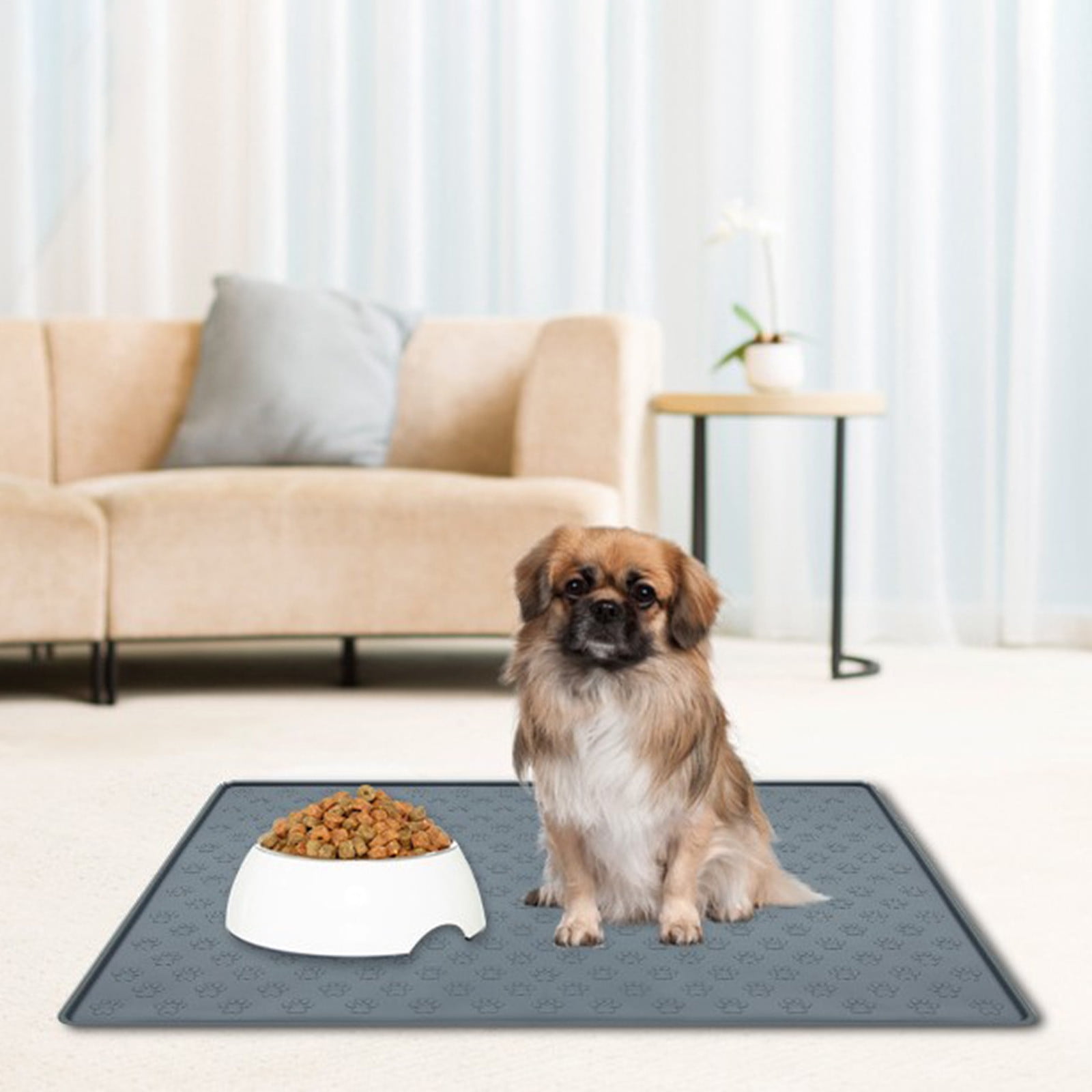 Darzheoy Dog Food Mat, Waterproof Dog Bowl Mat, Silicone Dog Mat for Food and Water, Pet Food Mat with Edges, Nonslip Dog Feeding Mat, Dog Food Mats for Floors Gray - Image 4