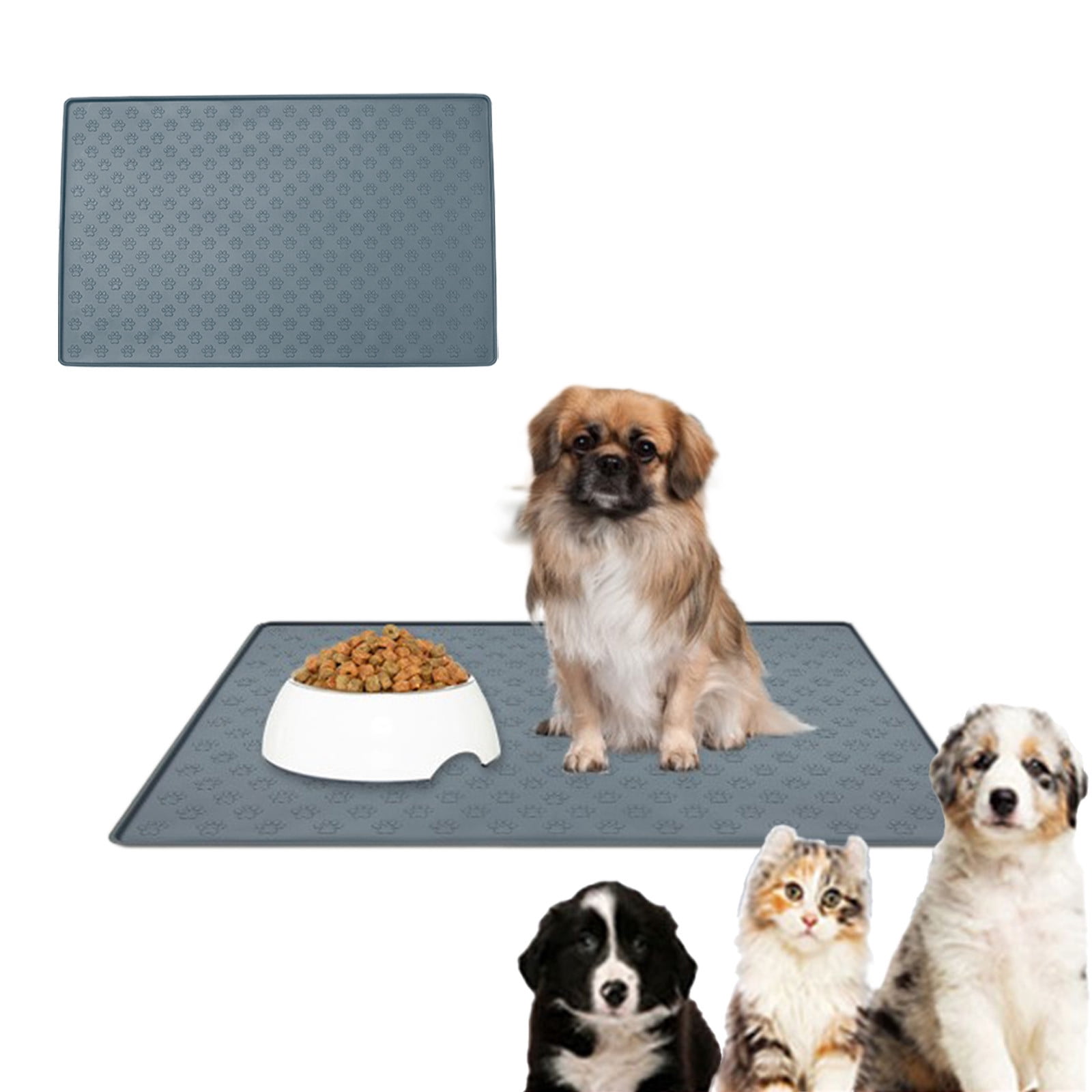 Darzheoy Dog Food Mat, Waterproof Dog Bowl Mat, Silicone Dog Mat for Food and Water, Pet Food Mat with Edges, Nonslip Dog Feeding Mat, Dog Food Mats for Floors Gray - Image 5
