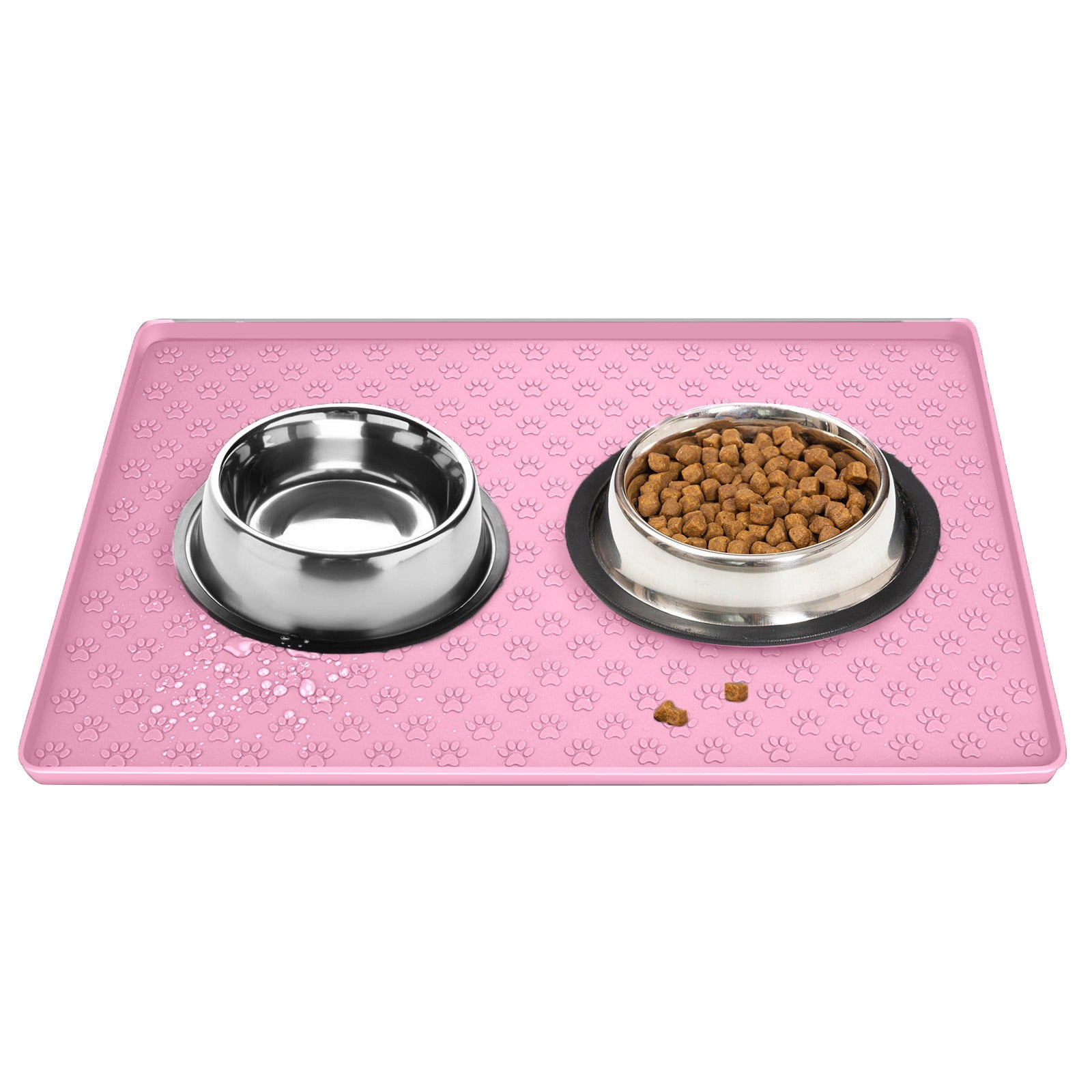 Darzheoy Dog Food Mat, Waterproof Dog Bowl Mat, Silicone Dog Mat for Food and Water, Pet Food Mat with Edges, Nonslip Dog Feeding Mat, Dog Food Mats for Floors Pink - Image 1