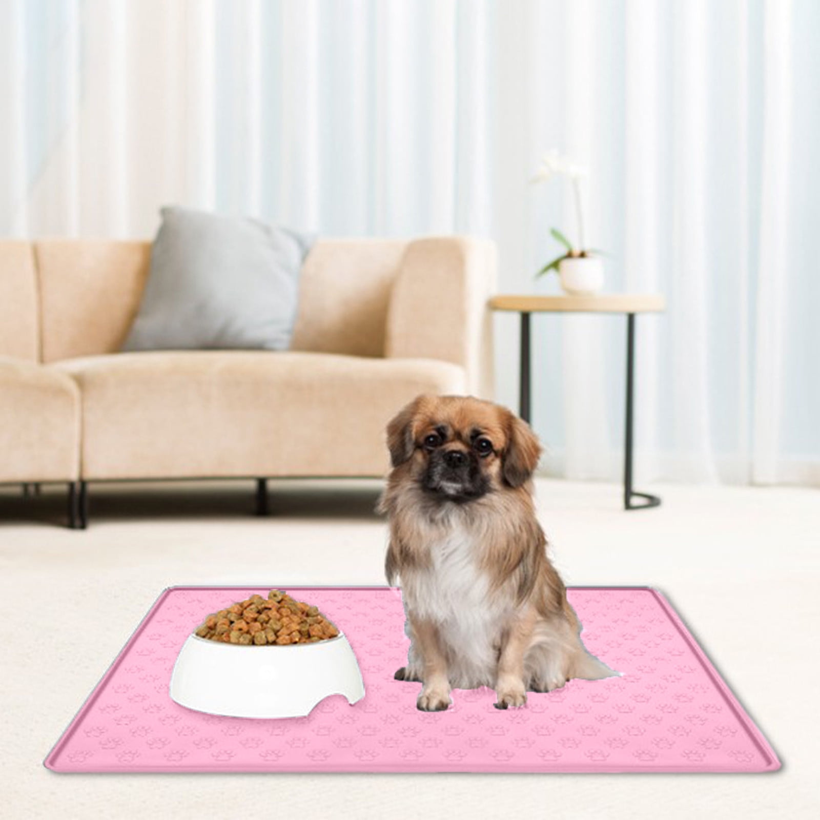 Darzheoy Dog Food Mat, Waterproof Dog Bowl Mat, Silicone Dog Mat for Food and Water, Pet Food Mat with Edges, Nonslip Dog Feeding Mat, Dog Food Mats for Floors Pink - Image 4
