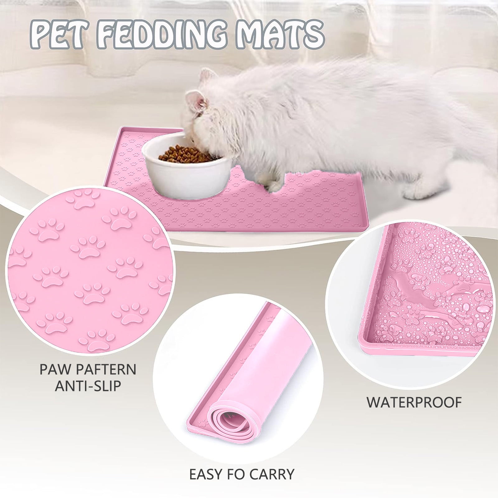 Darzheoy Dog Food Mat, Waterproof Dog Bowl Mat, Silicone Dog Mat for Food and Water, Pet Food Mat with Edges, Nonslip Dog Feeding Mat, Dog Food Mats for Floors Pink - Image 8