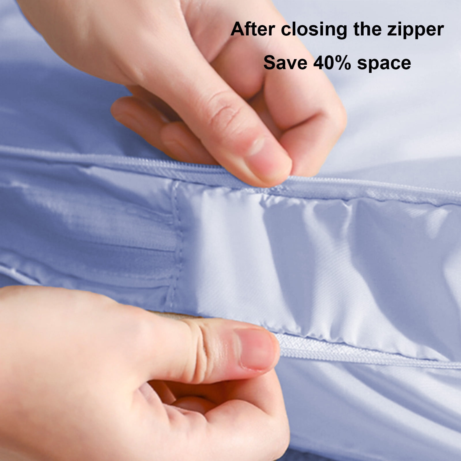 Chmadoxn Ultra Space Saving Self Compression Organizer Bags, Comforter Storage Bag, Compression Bags for Storage, Large Moving Bags, Compression Organizer for Blankets,Comforter,Down Jacket 16×7×12 in Blue - Image 6