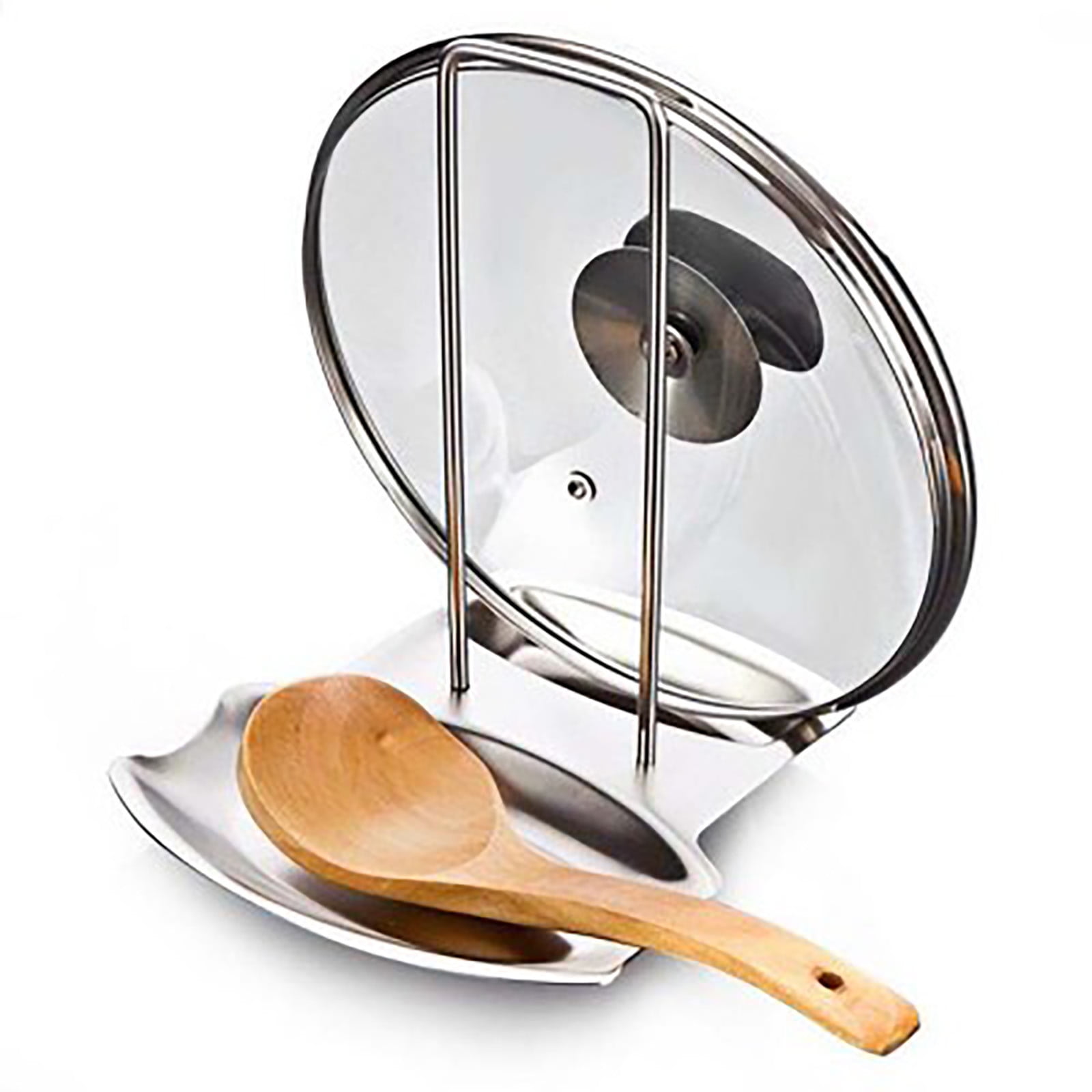 Chmadoxn Lid and Spoon Rest Shelf, Pot Lid Organizer, 304 Stainless Steel Pan Pot Cover Lid Rack Stand Organizer, Pan Lid Organizer Storage Soup Spoon Rests Utensils Kitchen Tool - Image 7